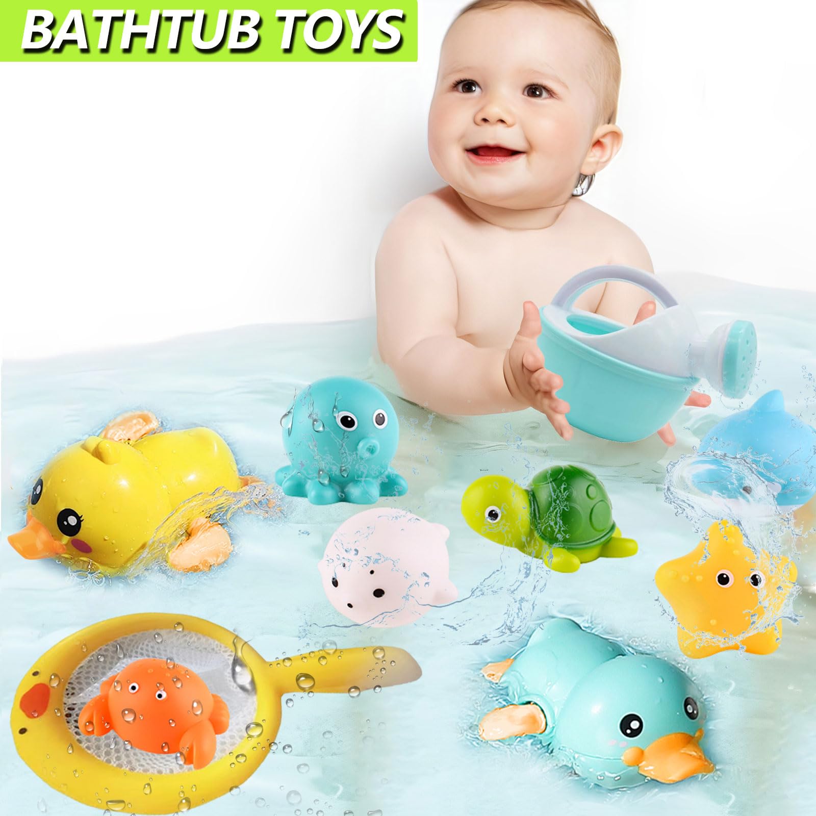 Babies 6-12 Months+, Wind-up Ducks Bath Toys for Kids Ages 1-3