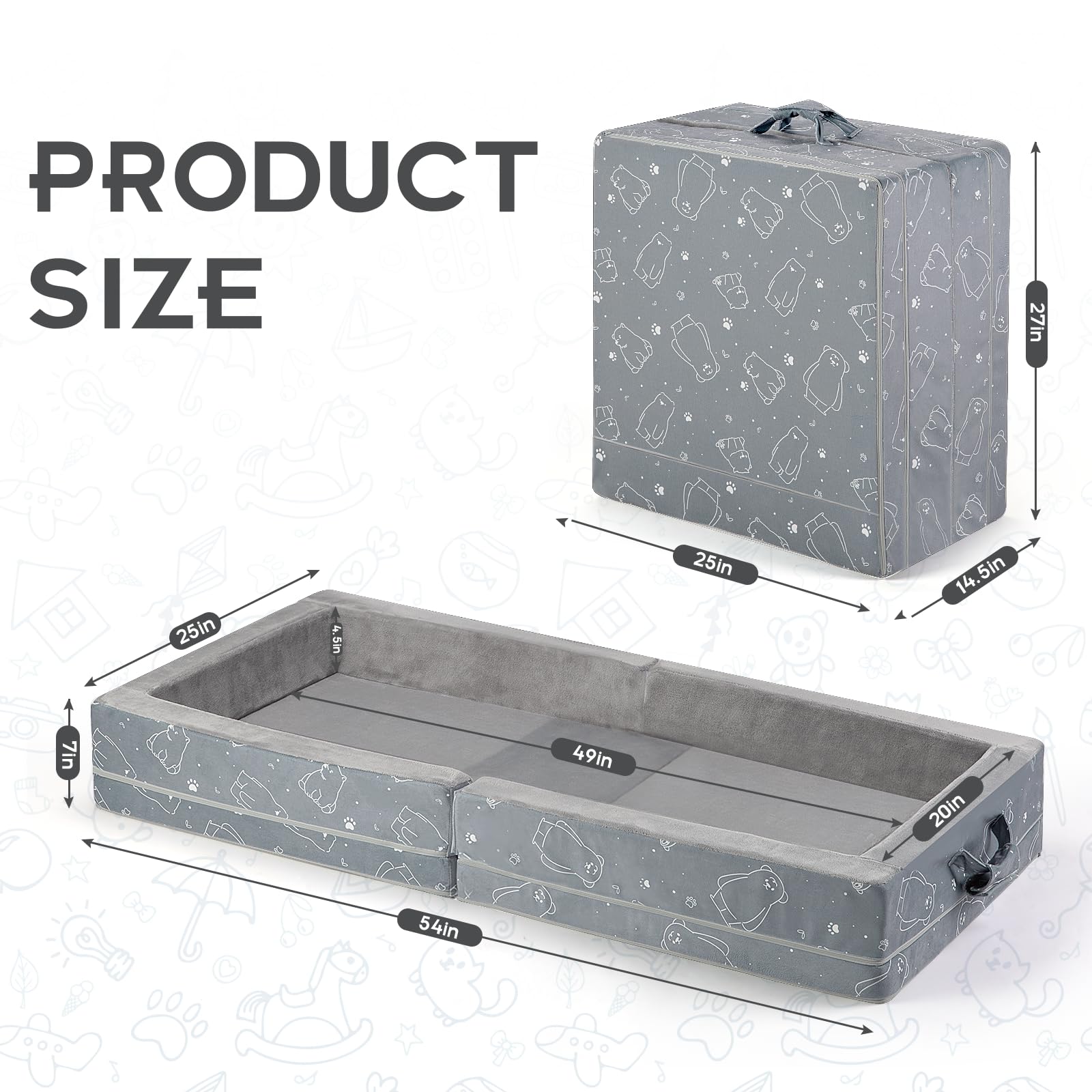 Portable Toddler Travel Bed with Safety Rails
