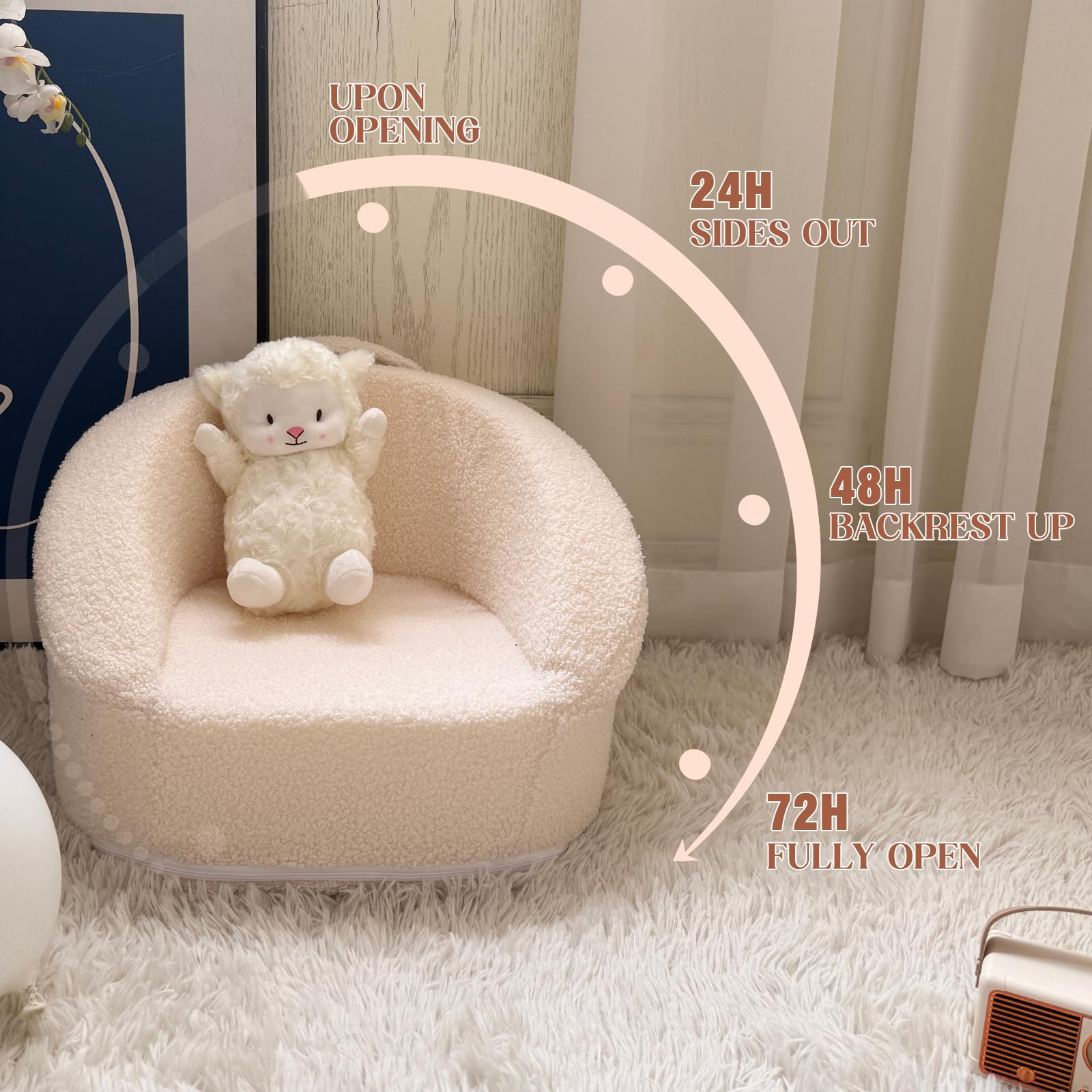 Mini Plush Teddy Bear Kids Sofa Chair - 17.3'' Compact Portable Toddler Chair