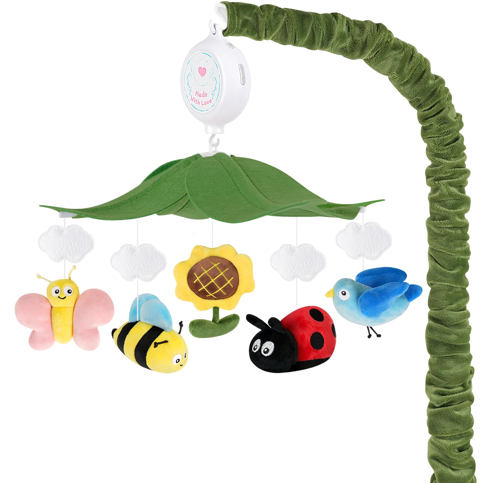 Garden Friends Crib Mobile – Baby Mobile for Crib with Upgraded 3-Mode Music Box