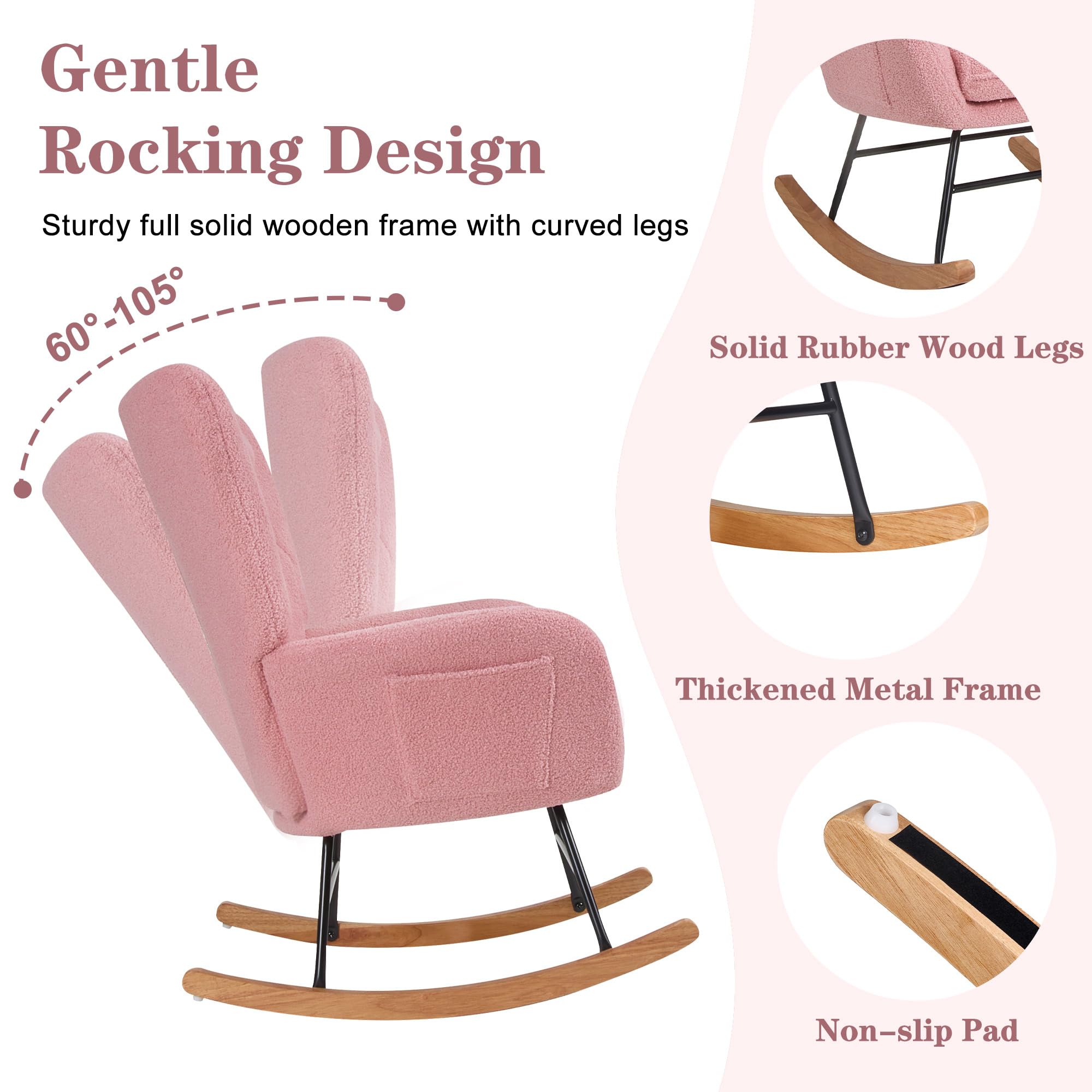 Nursery Rocking Chair with Thick Headrest