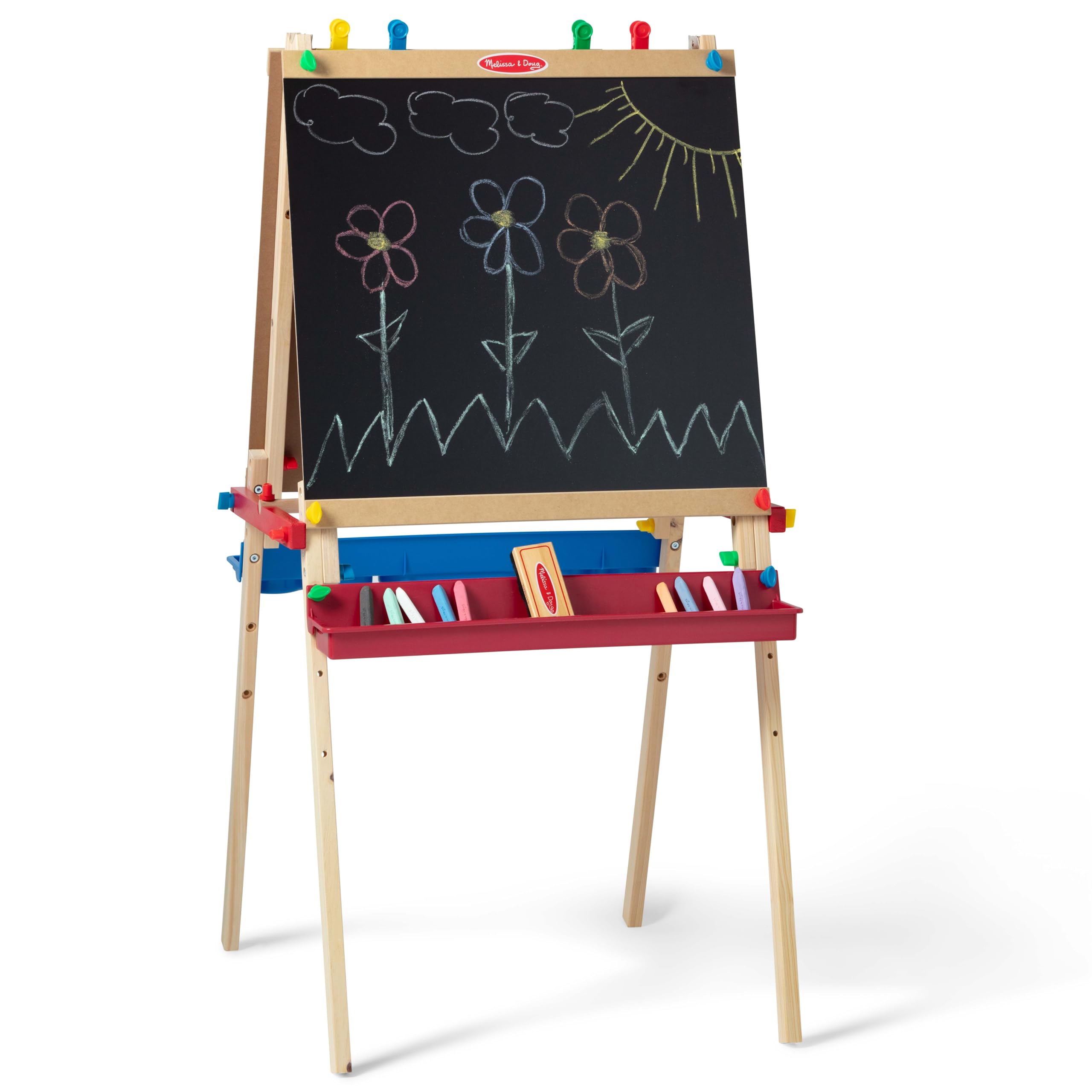 Deluxe Standing Art Easel - Dry-Erase Board, Chalkboard, Paper Roller