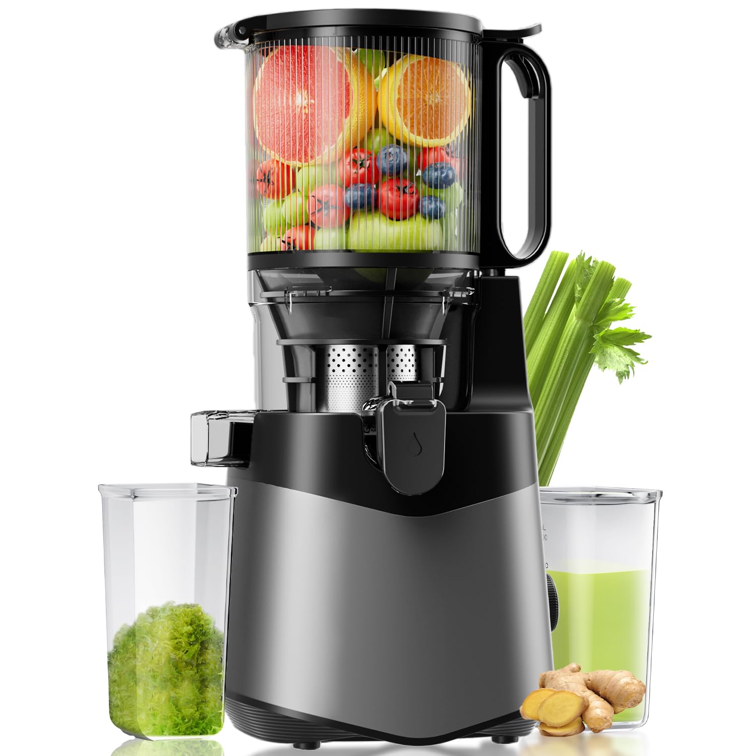5.3" Wide Feed Chute Juice Extractor Machine with 400W, High Juice Yield