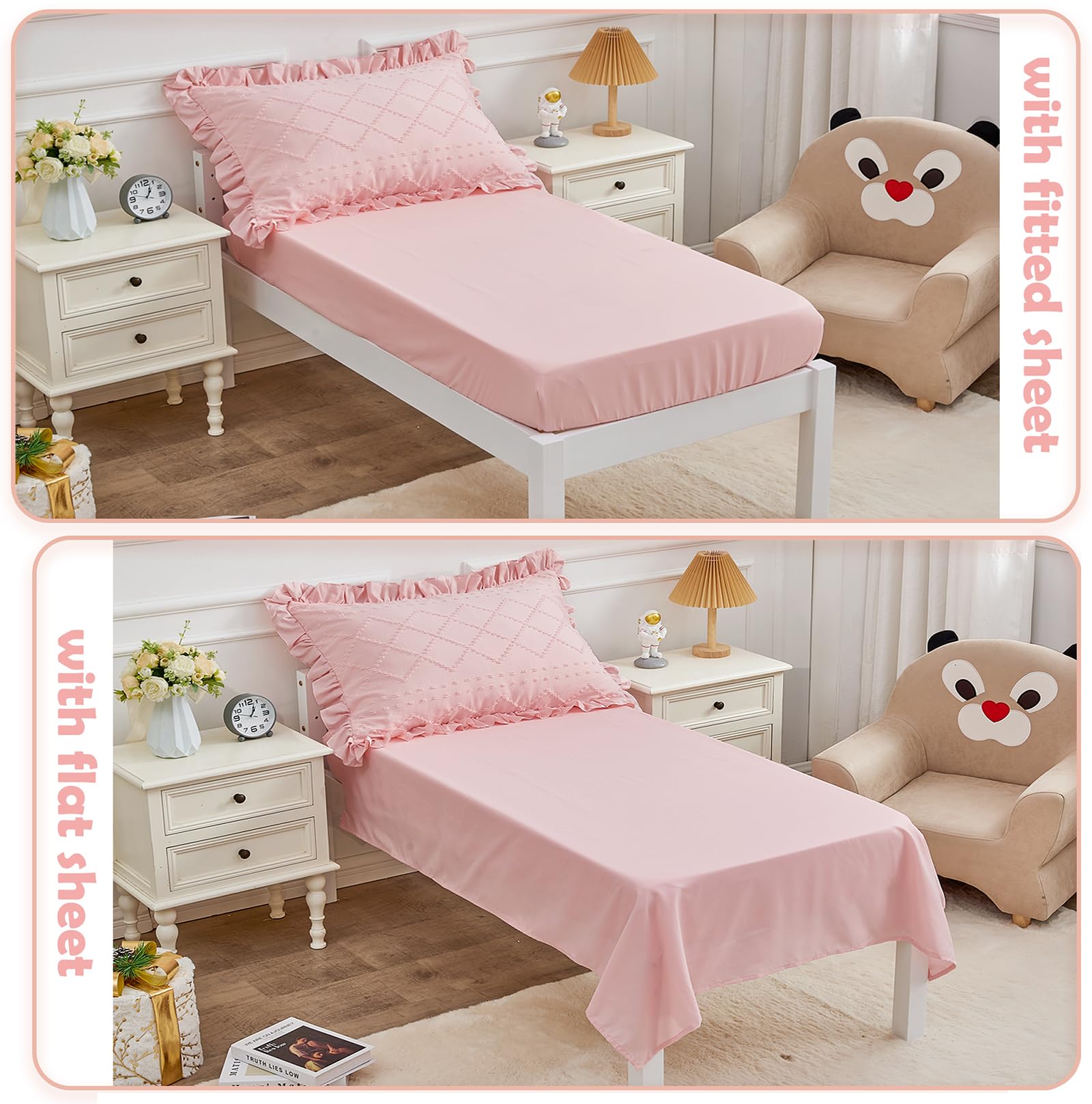 Boho Tufted Toddler Bedding Set with Ruffle Crib Sheets