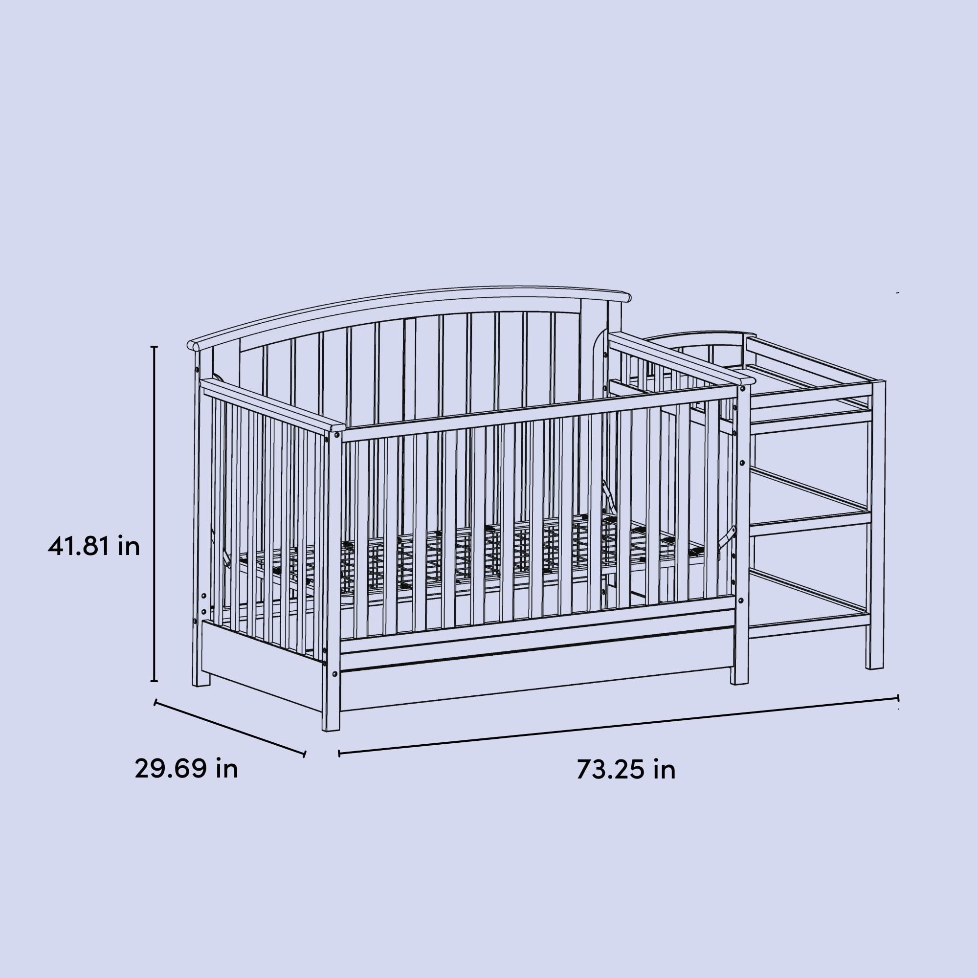 5-in-1 Convertible Crib with Changing Table and Drawer