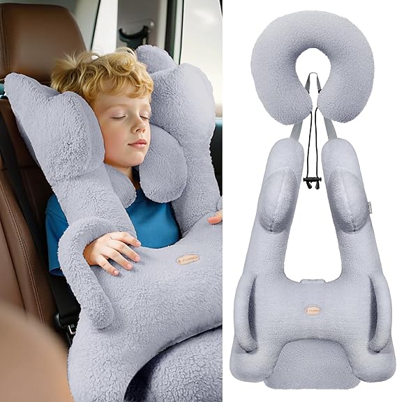 Kids Travel Pillow, Car Sleeping Travel Pillow for Kids, Removable H-Shaped