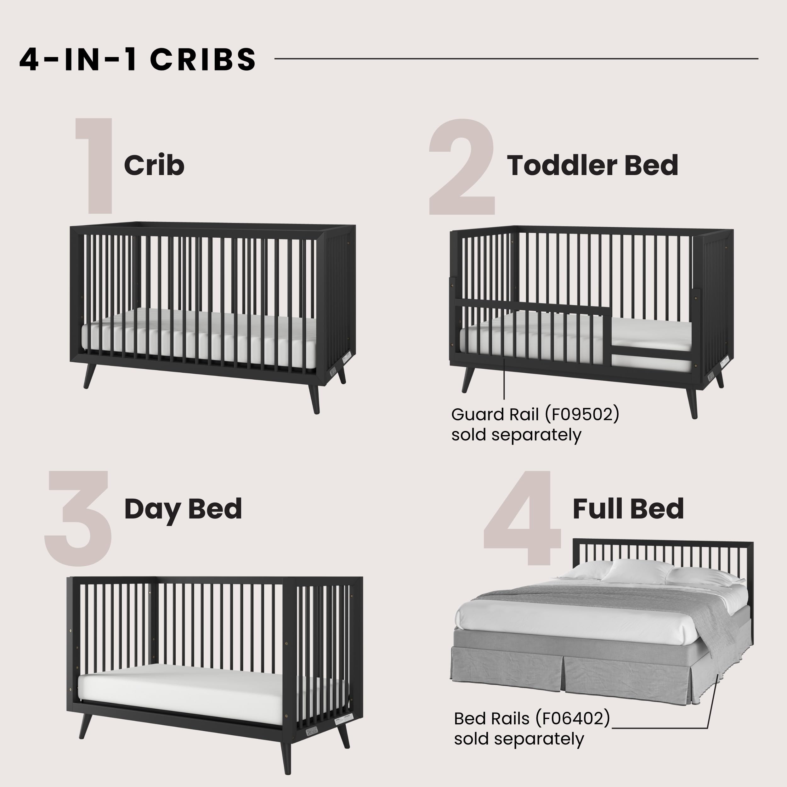 4-in-1 Convertible Crib and Double Dresser Nursery Set