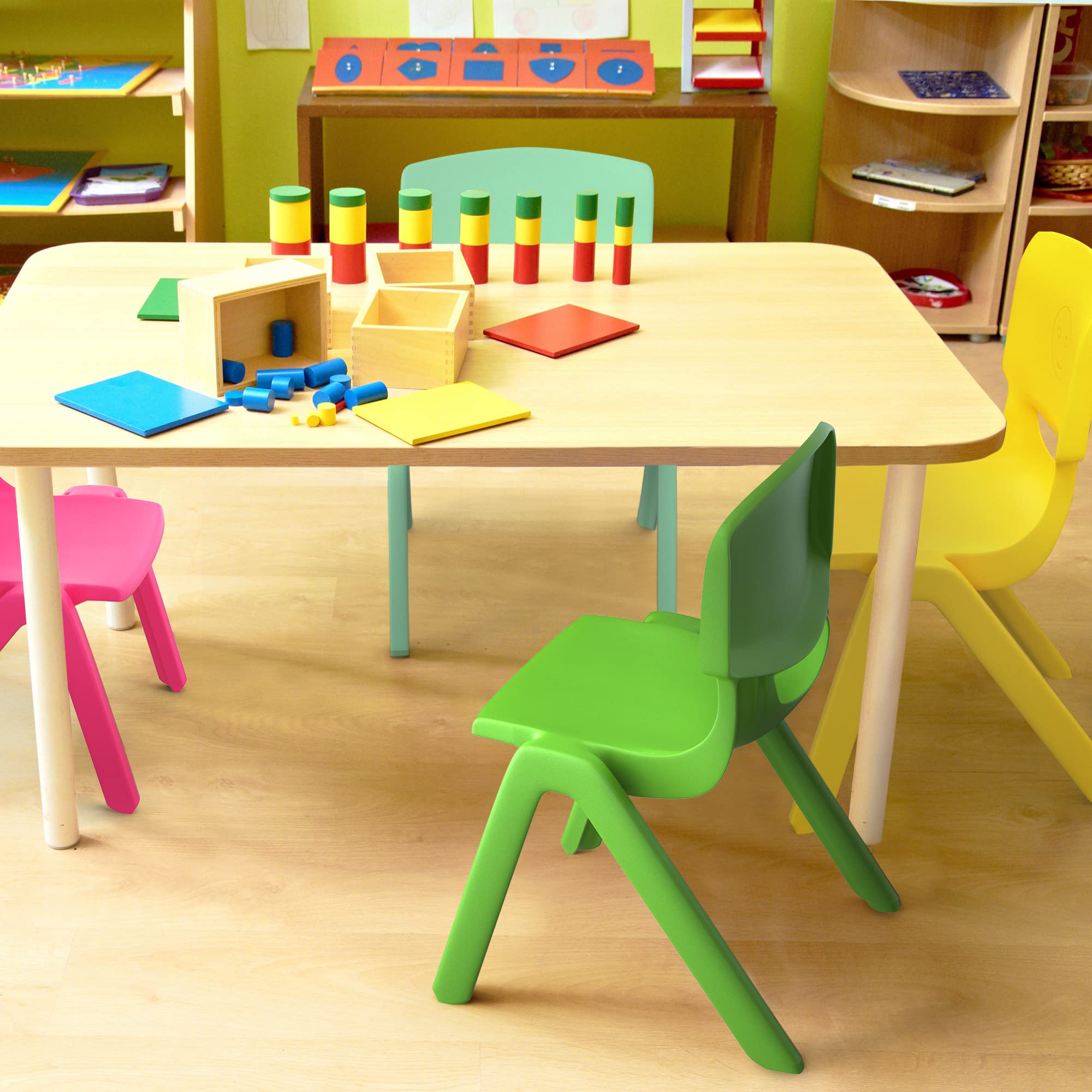 Stackable Kids School Chairs Set of 6 with 11 Inch Seat Height