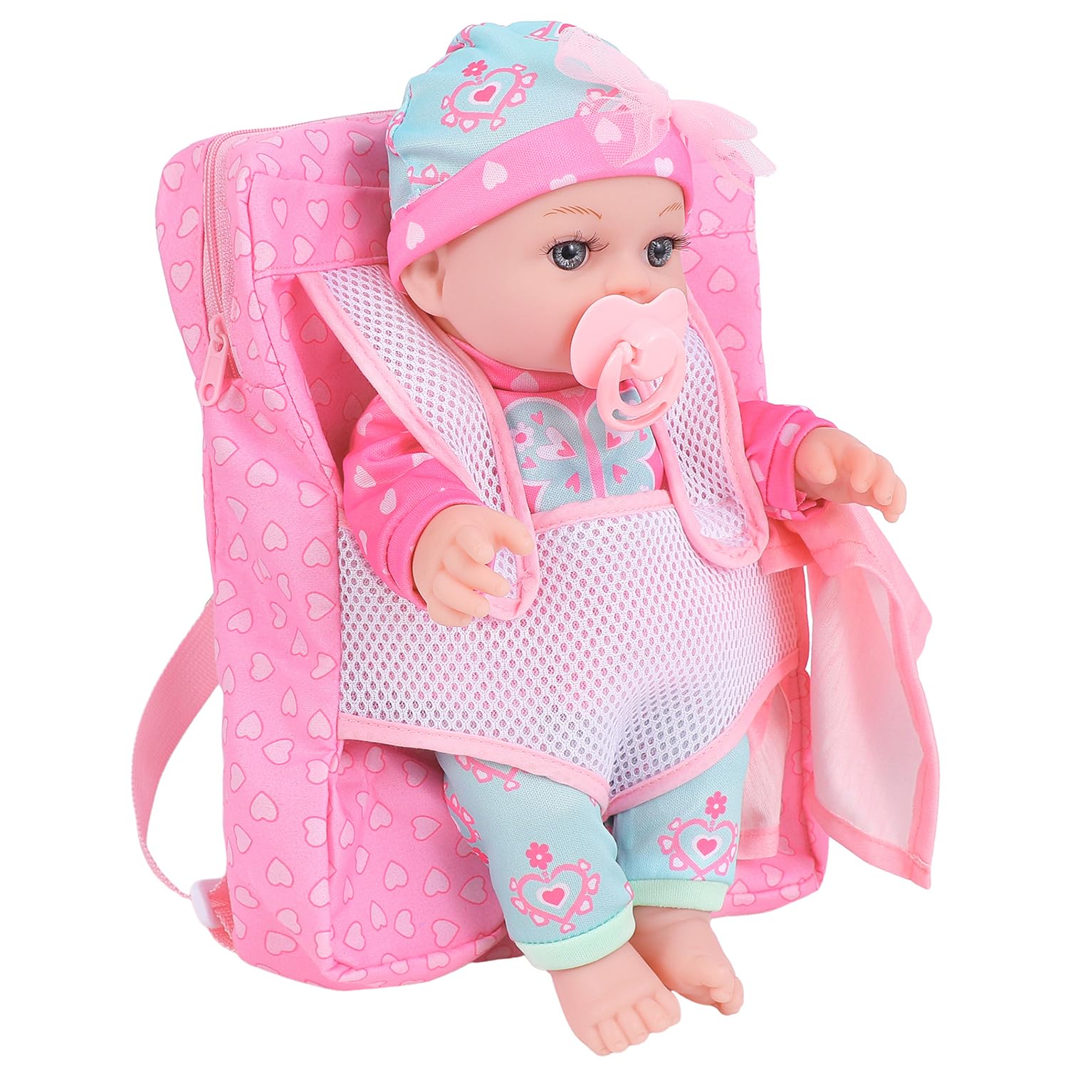 12 Inch Baby Doll with Clothes and Backpack Carrier,Reborn Baby Doll with Bottles Nipple