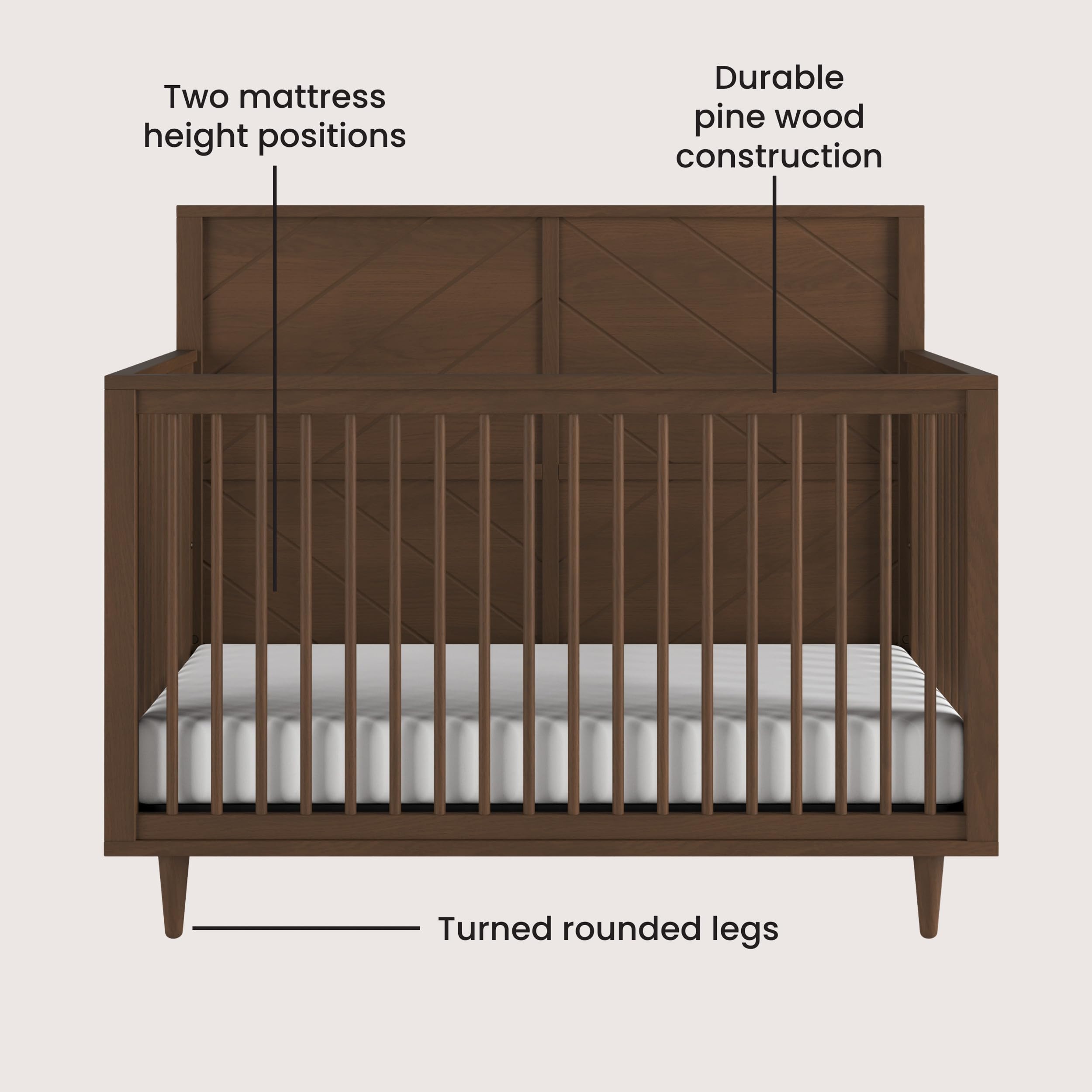 Surrey Hill Crib and Dresser Nursery Set, 2-Piece, Includes 4-in-1 Convertible