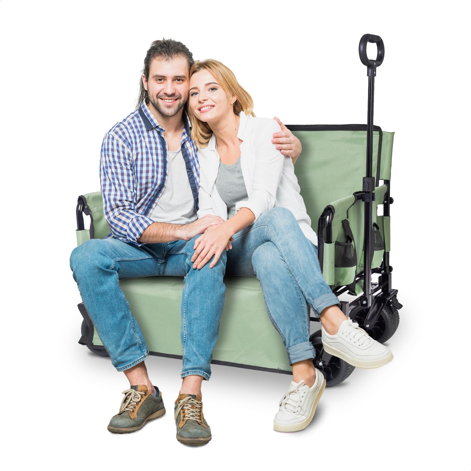 3-in-1 Large Collapsible Folding Wagon, BENEHIKE Foldable Beach Wagon
