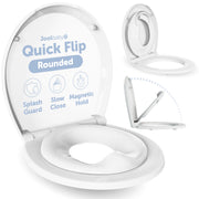 Round Toilet Seat with Built-In Potty & Splash Guard for Toddler