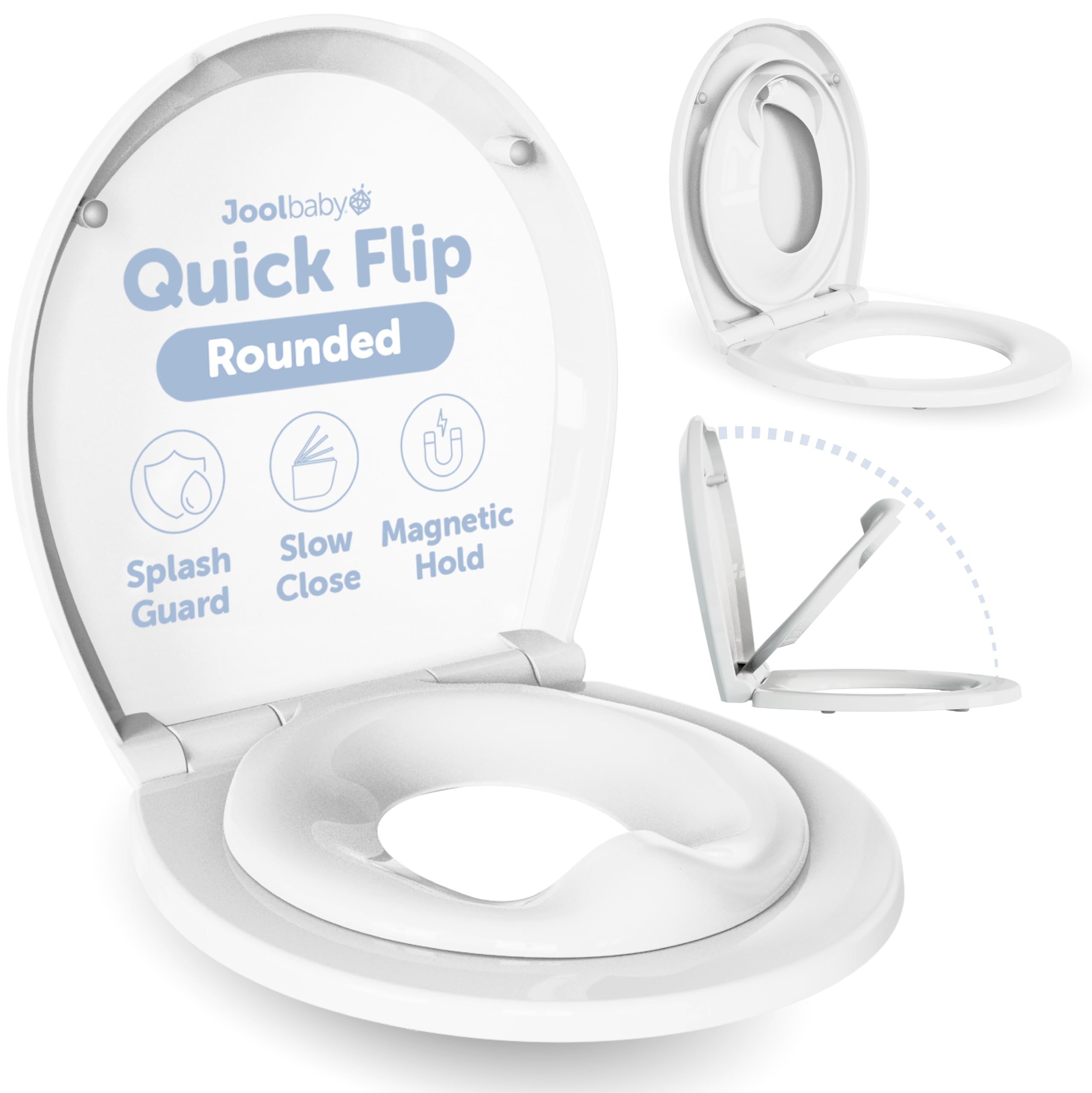 Round Toilet Seat with Built-In Potty & Splash Guard for Toddler