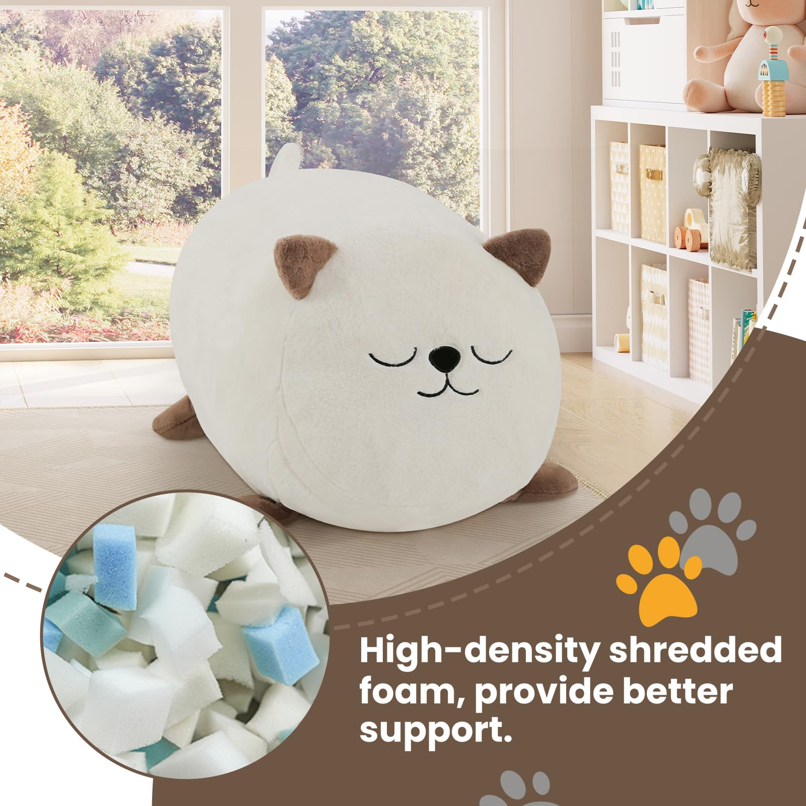 Kids Bean Bag Chair Cat Design with Shredded Foam Filling