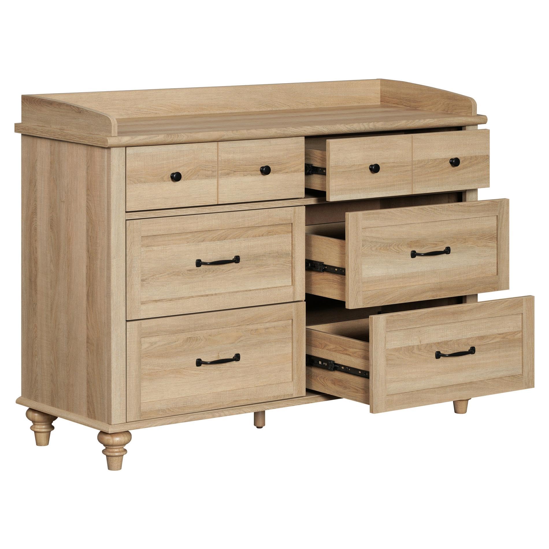 Oak Dresser for Bedroom with 6 Drawers, Baby Dresser