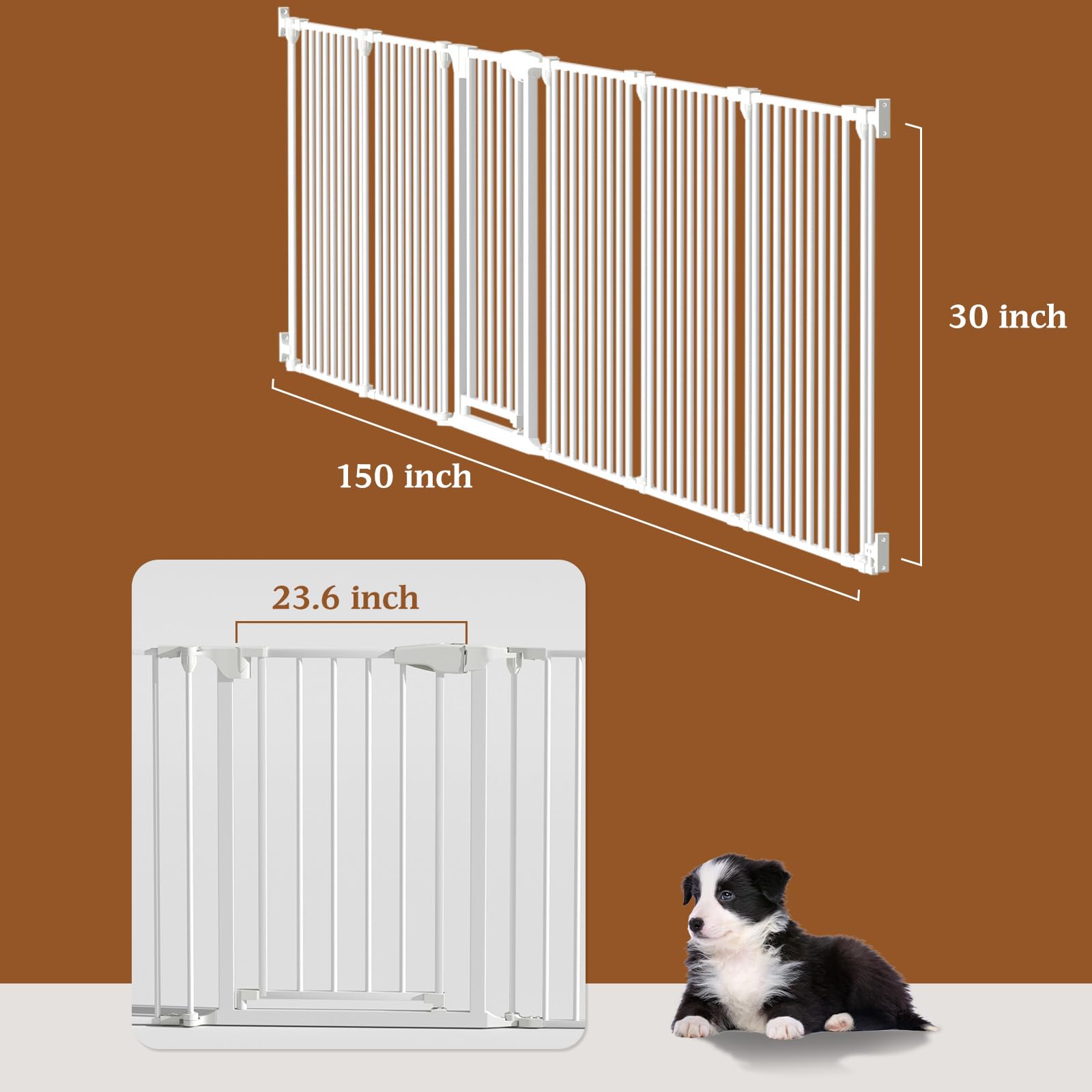 Extra Wide Safety Gate for Doorways and Stairs - 150 Inch Adjustable Pet and Child Barrier