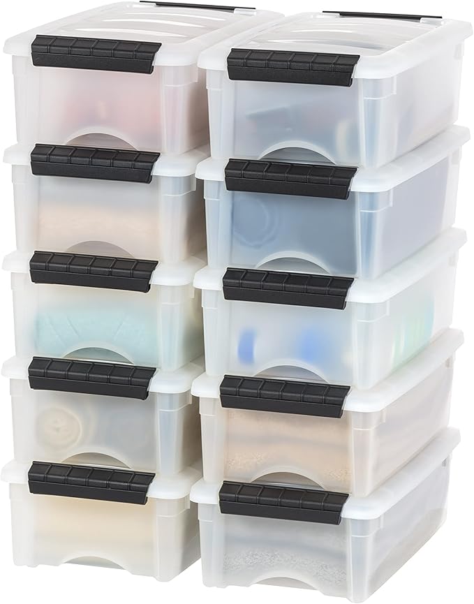 51 L Stackable Plastic Storage Bins with Lids, 6 Pack - BPA-Free