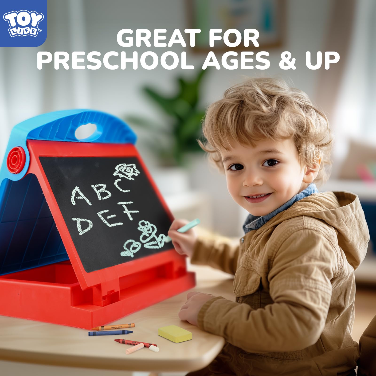 Tabletop Art Easel for Kids 3-in-1 Chalkboard Whiteboard Set