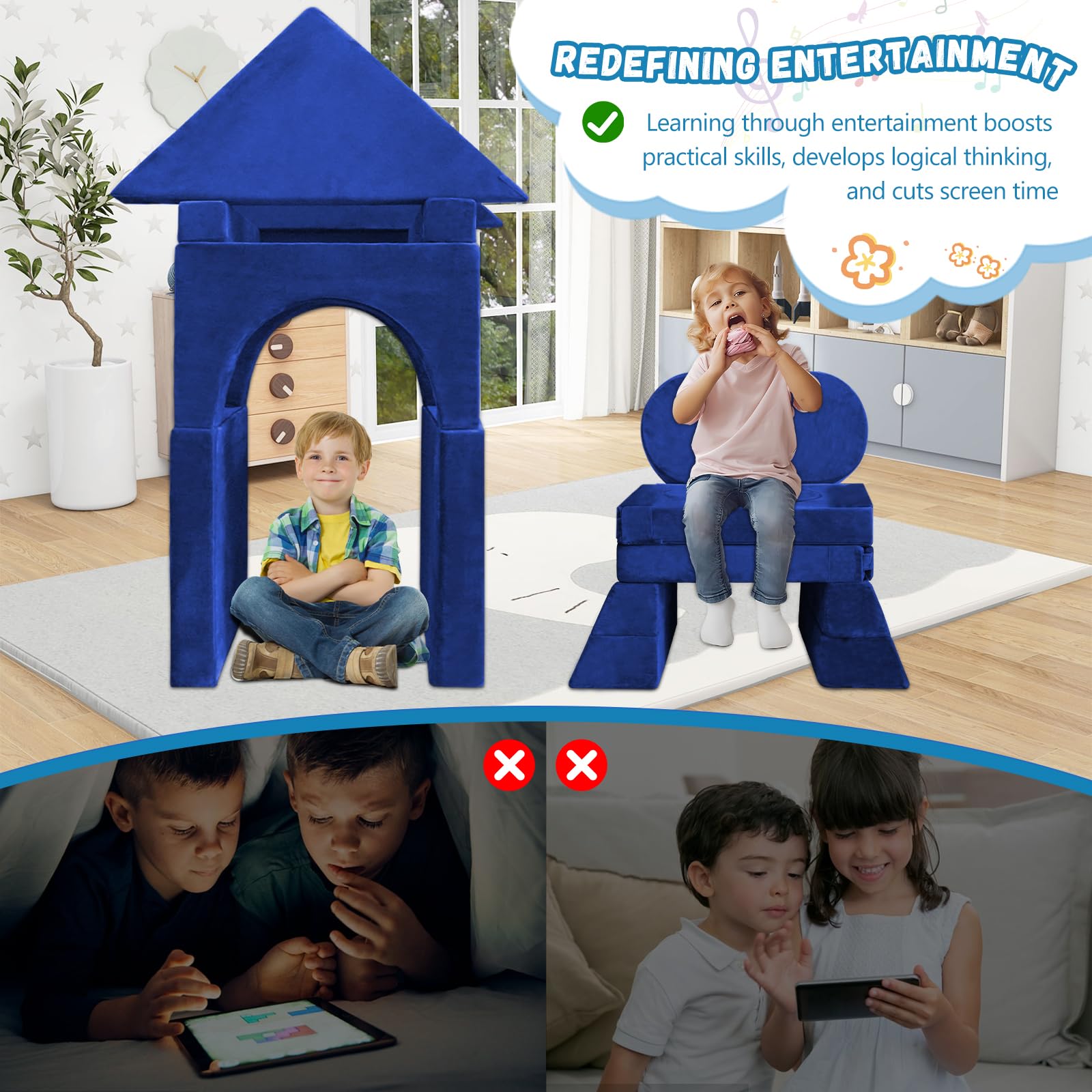 Modular Kids Play Couch 18-Piece Foam Building Set