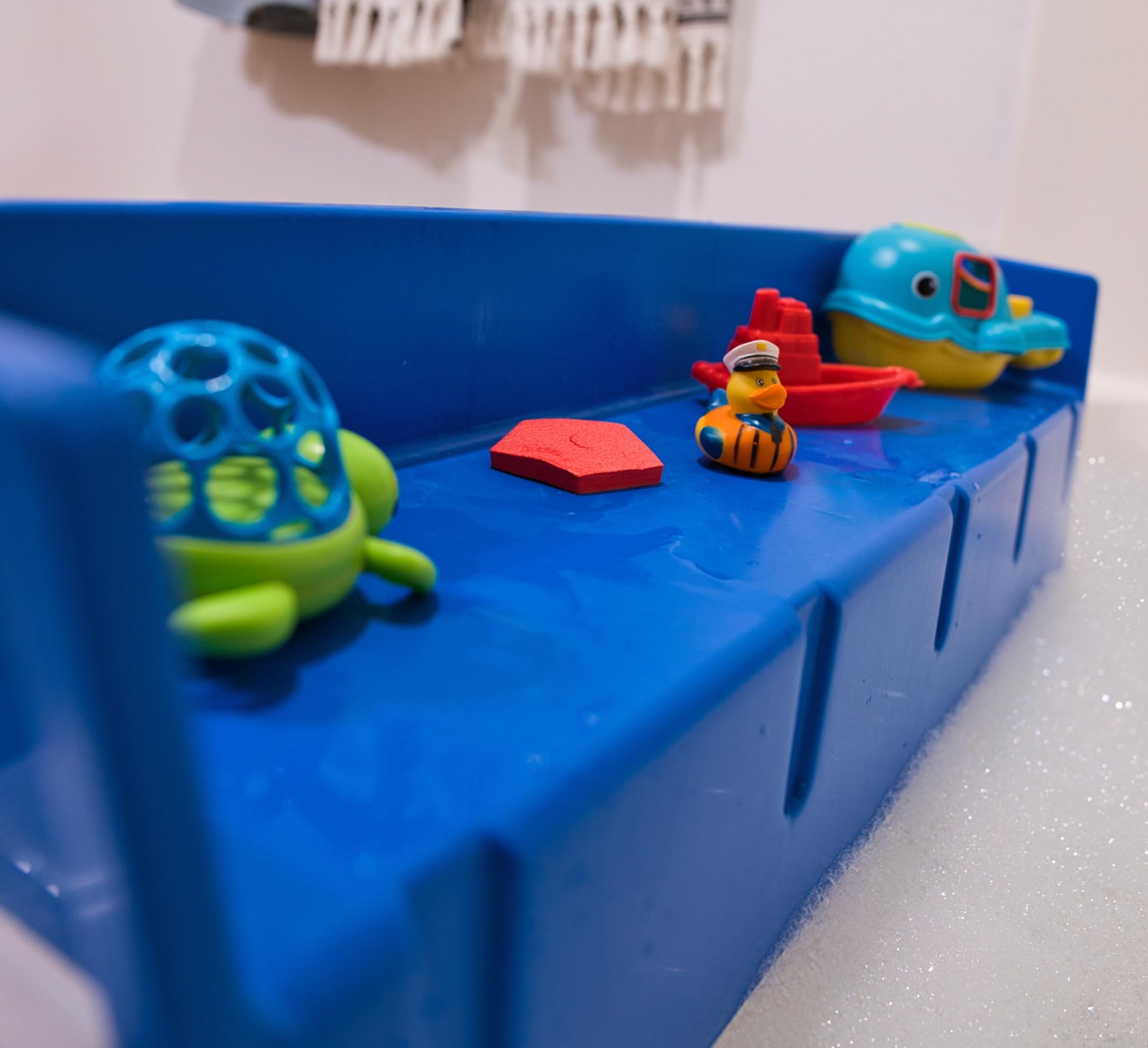Bathtub Splash Guard & Bath Shelf for Kids – Toddler Bath Tray