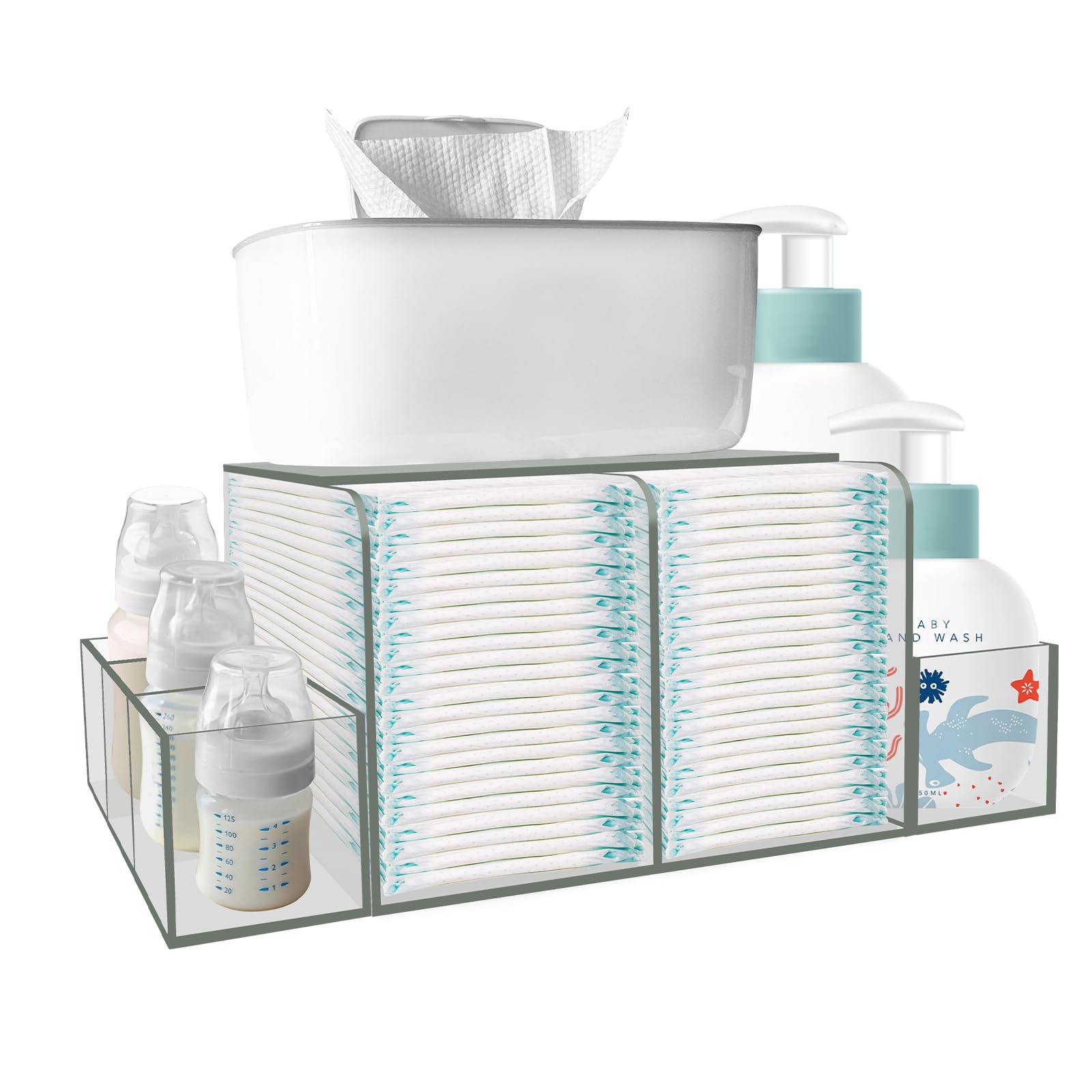 Acrylic Diaper Caddy Organizer for Changing Table