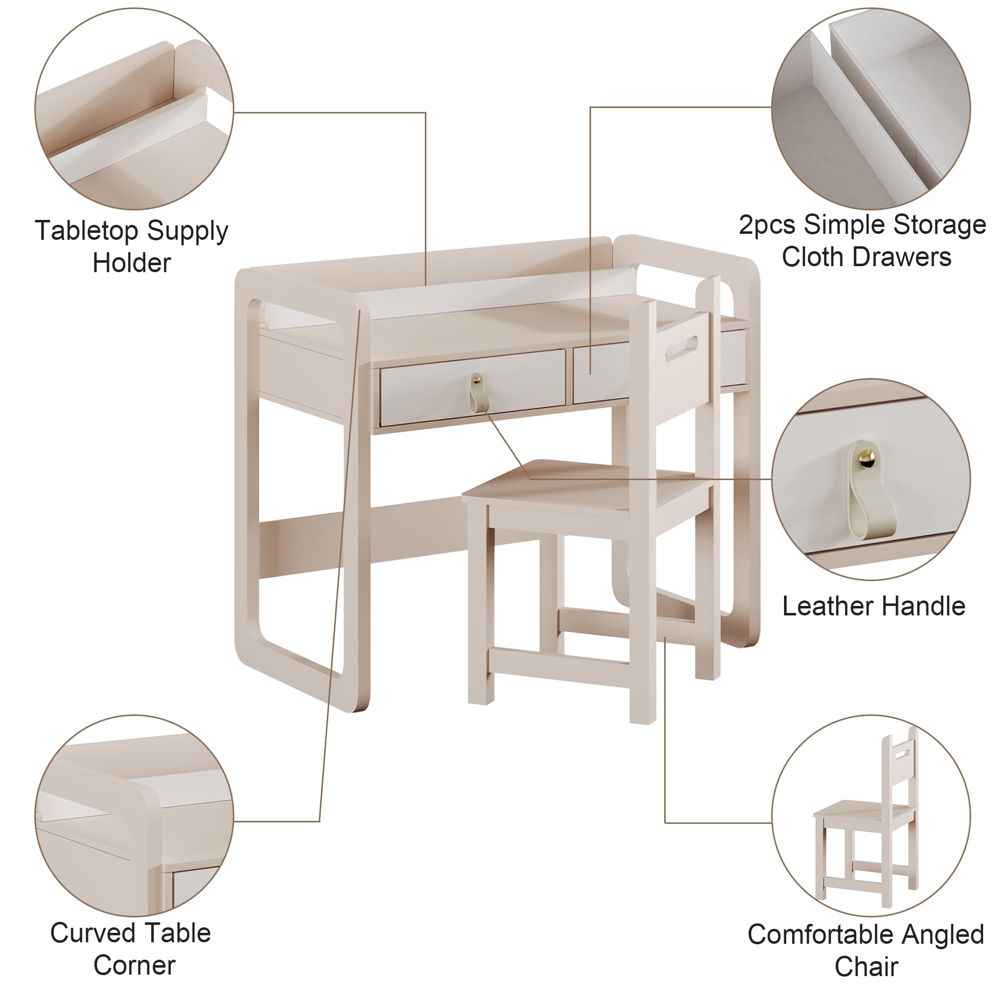 Kids Desk and Chair Set with Storage Drawers