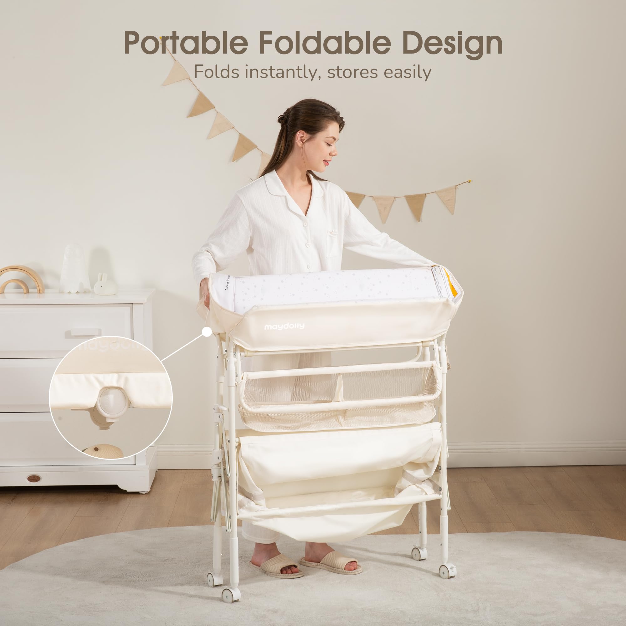 Portable Foldable Baby Changing Table with Wheels
