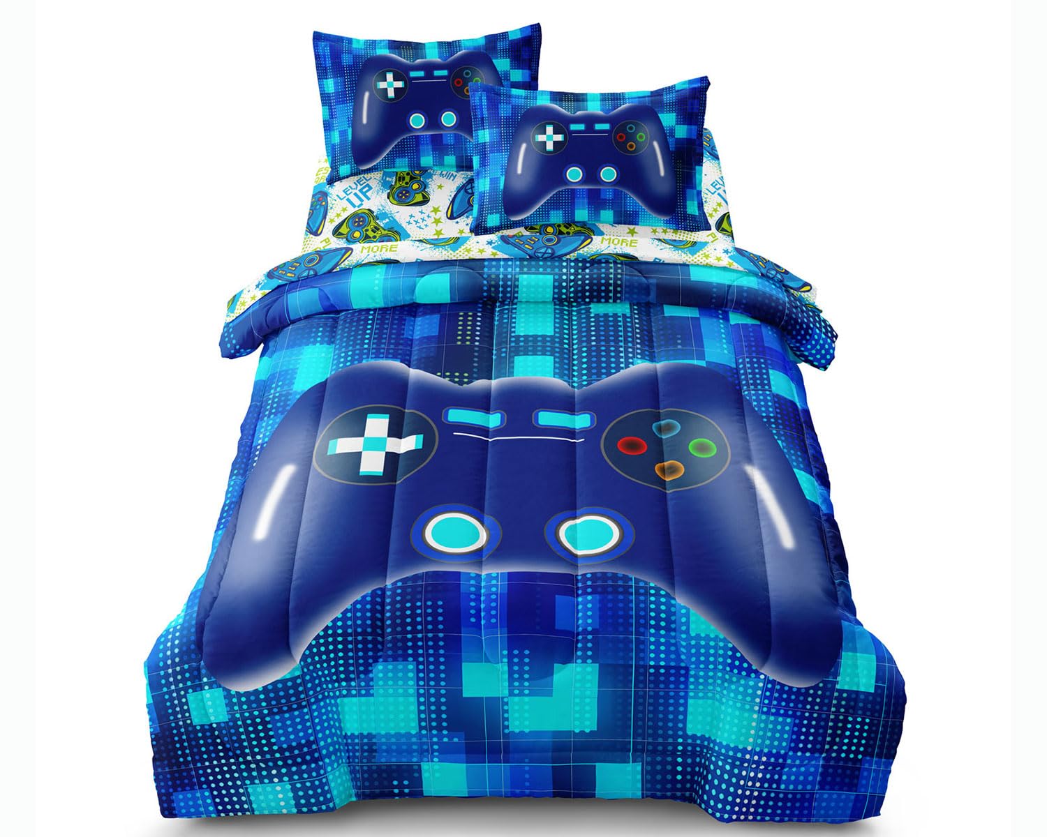 Twin Size Bed in A Bag 5 Pieces Gaming Bedding Set for Boys