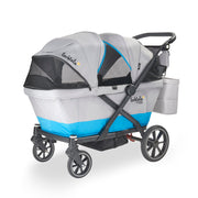 Compact Stroller Wagon with Reclining Seats for 2 Kids, Caravan Coupe V2, Gray/Blue