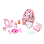 Doll Feeding and Changing Accessories - Bib, Bag, Diaper, Wipes, Utensils
