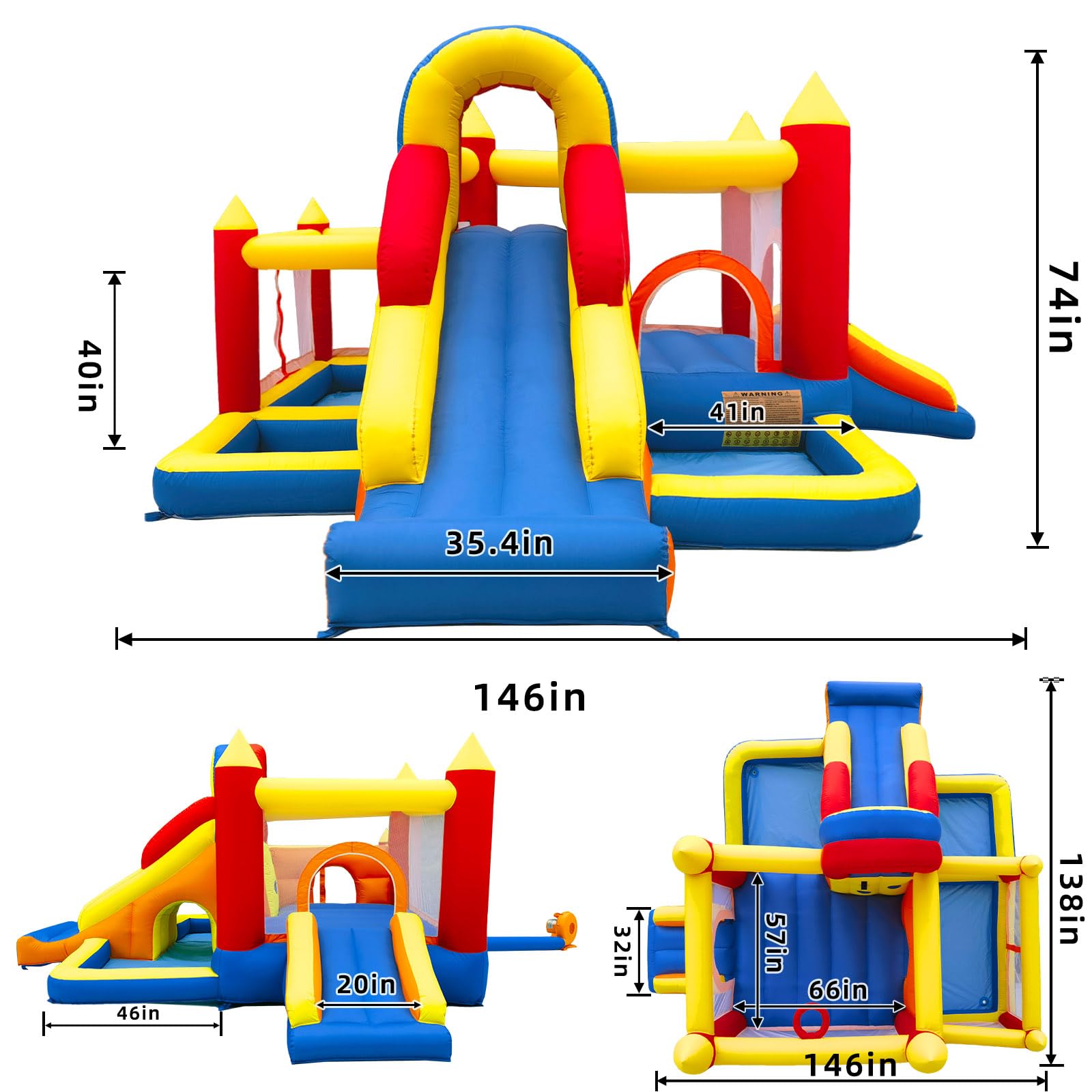 9-in-1 Inflatable Bounce House with Slide