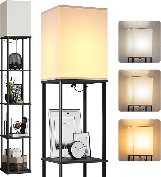 Modern Floor Lamp with Storage Shelves