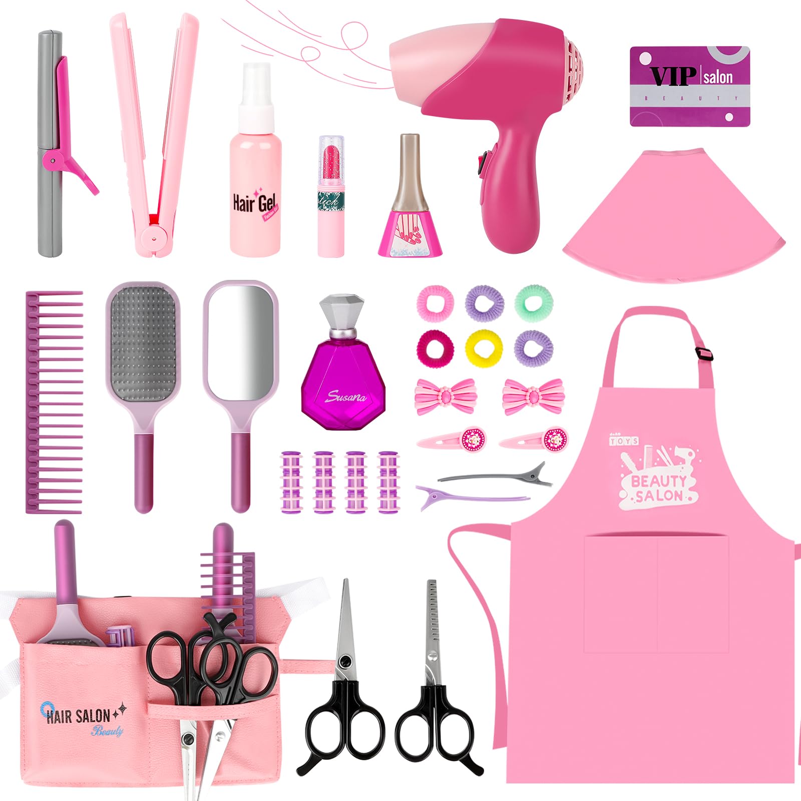 Salon Set, 32PCS Kids Beauty Salon Toy Kit,Pretend Play Hair