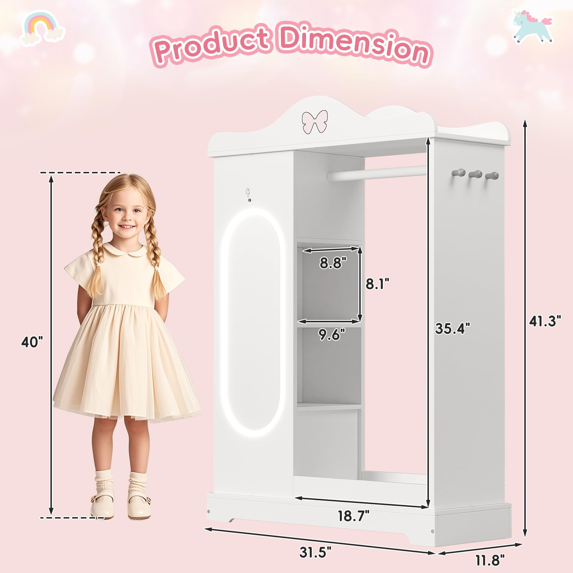 Kids Armoire with a Jewelry Cabinet, Princess Dress