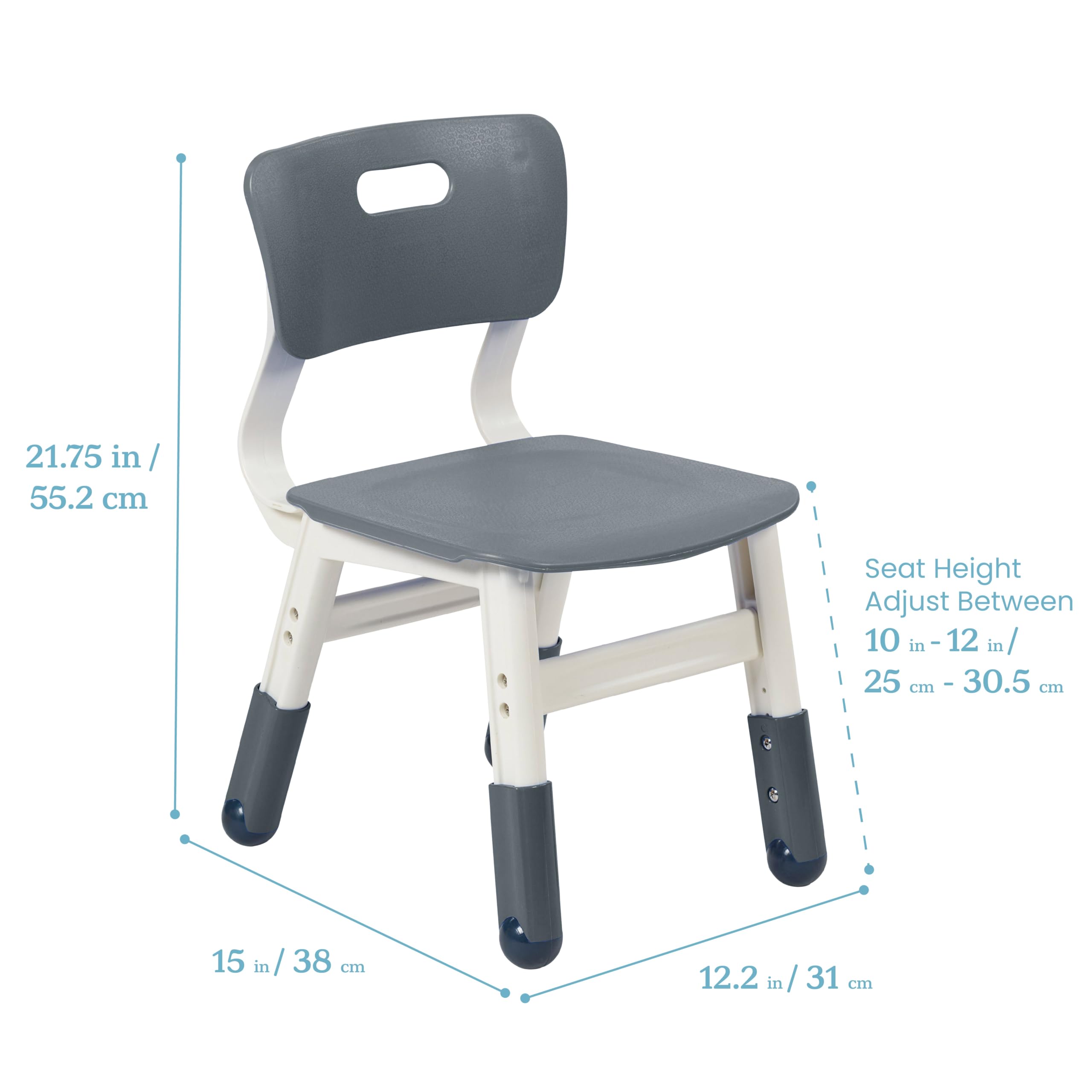 Adjustable Height Kids Chairs - Grey 2-Pack