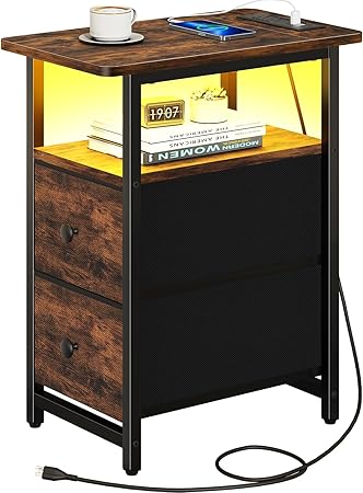 End Table with Charging Station, Narrow Side Tableside