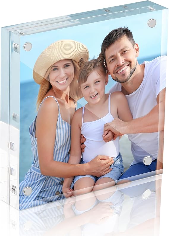Acrylic Picture Frames 4x6, 3 Pack Magnetic 4 x 6 Picture Frame