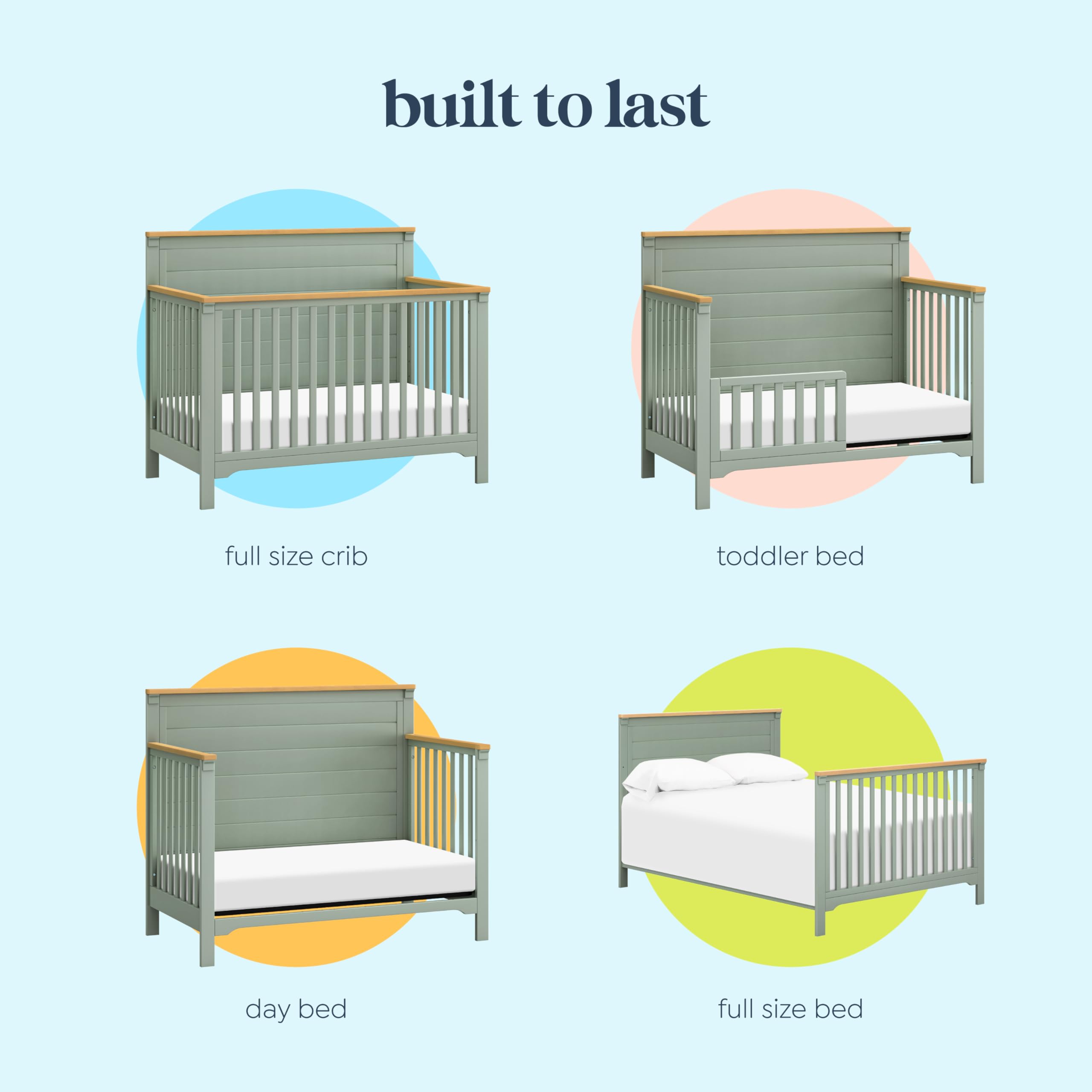 4-in-1 Convertible Baby Crib with Adjustable Heights