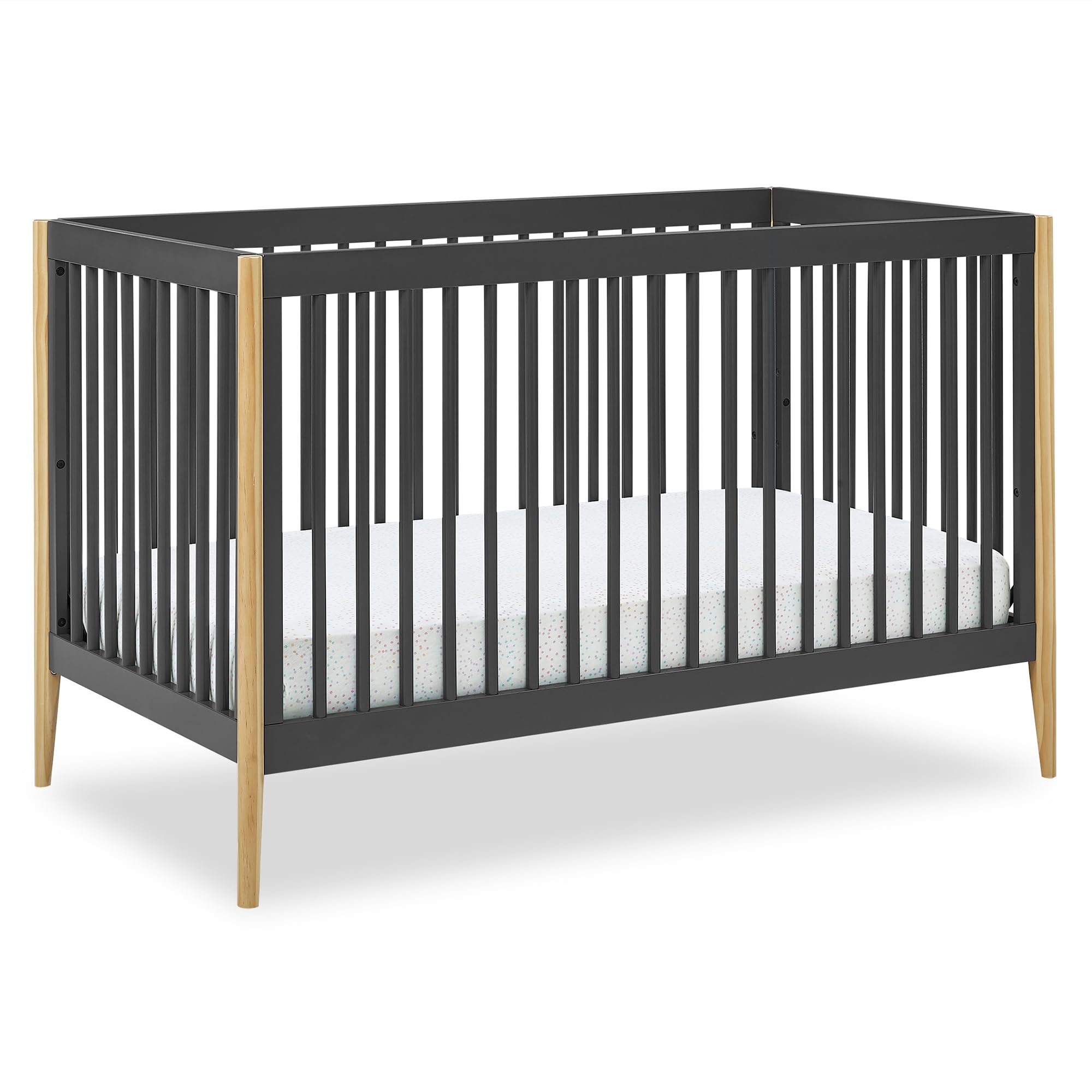 Casey 4-in-1 Convertible Crib - Greenguard Gold Certified, Charcoal/Natural