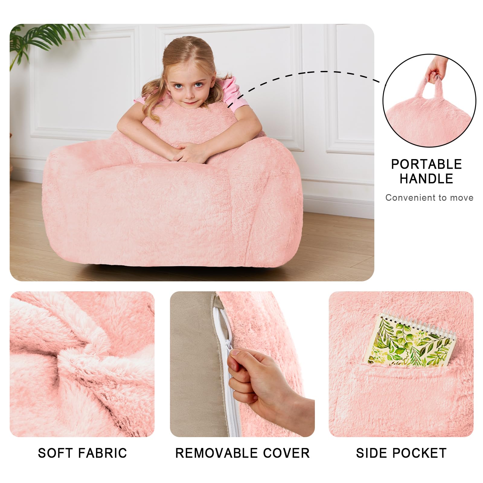Giant Bean Bag Sofa Chair with High Density Foam Filling and Armrests