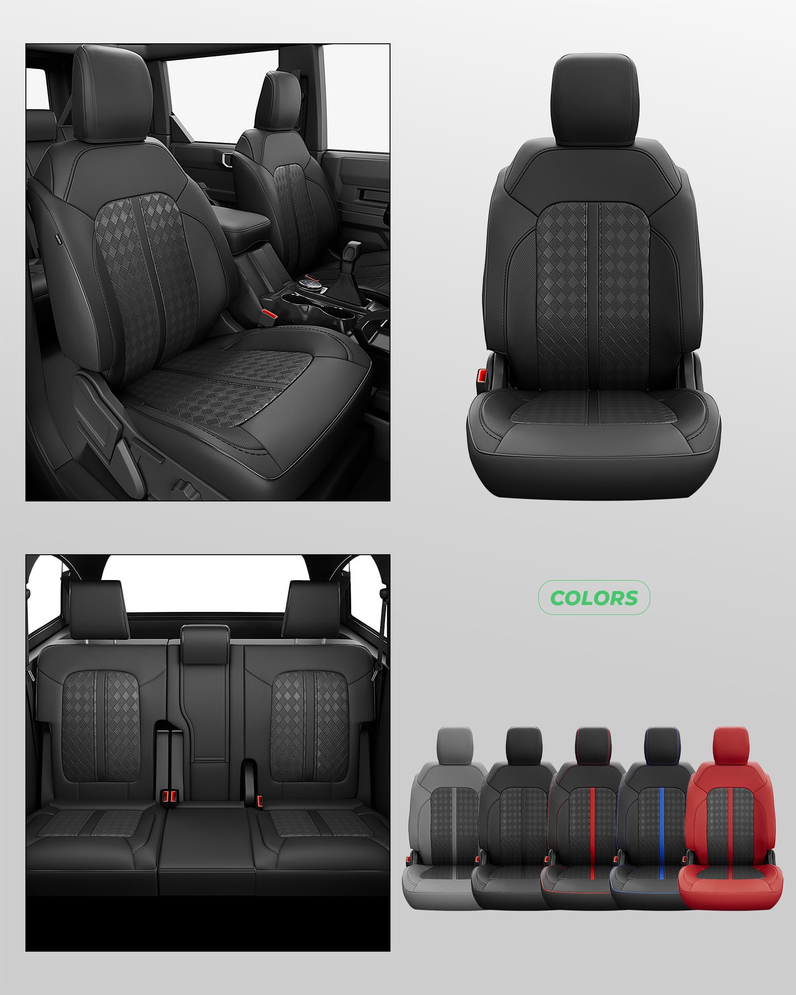 for Ford Bronco Seat Covers 4 Door 2021 2022 2023 2024 2025 2026