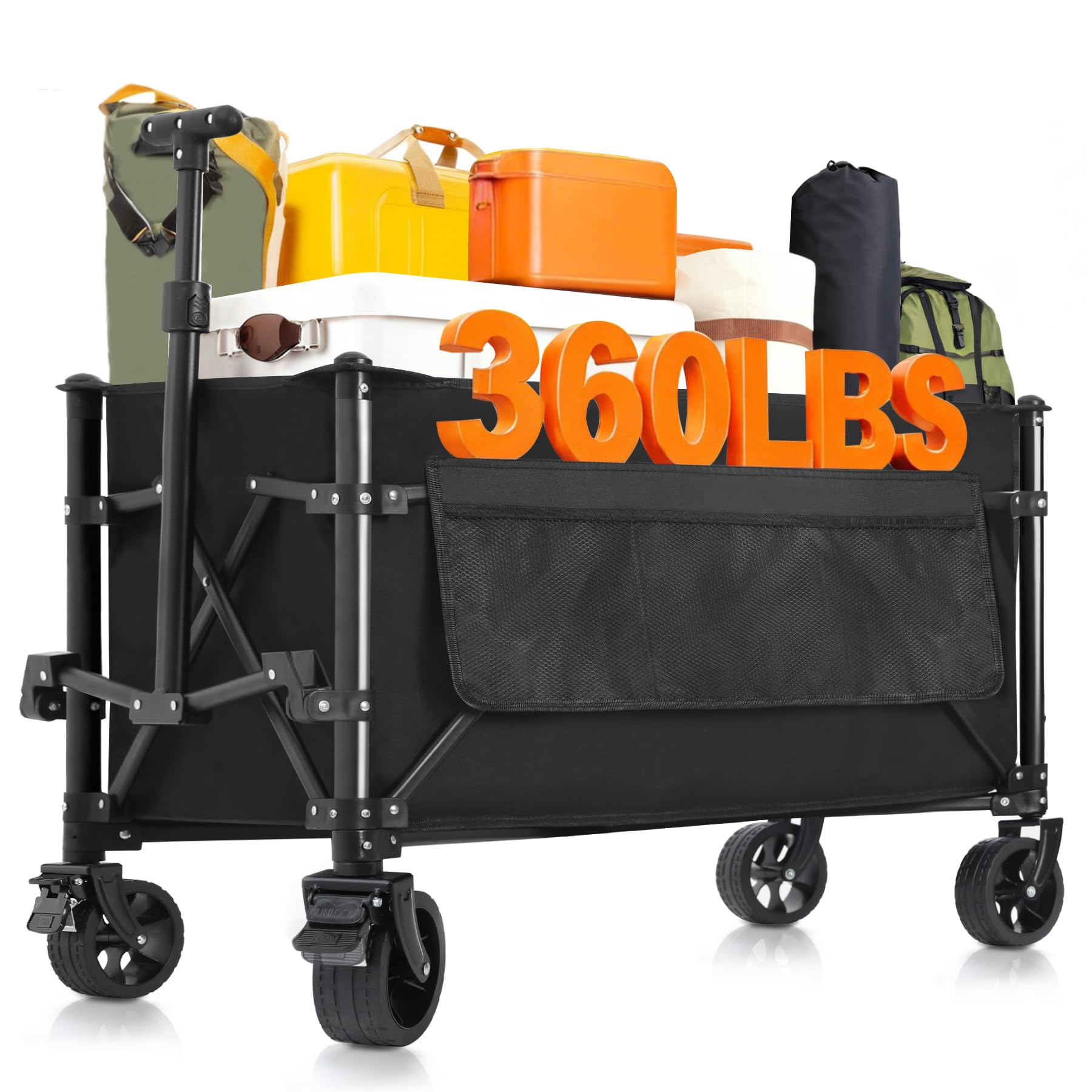Collapsible Foldable Wagon Cart with Quick-Release Wheels & 2 Seats