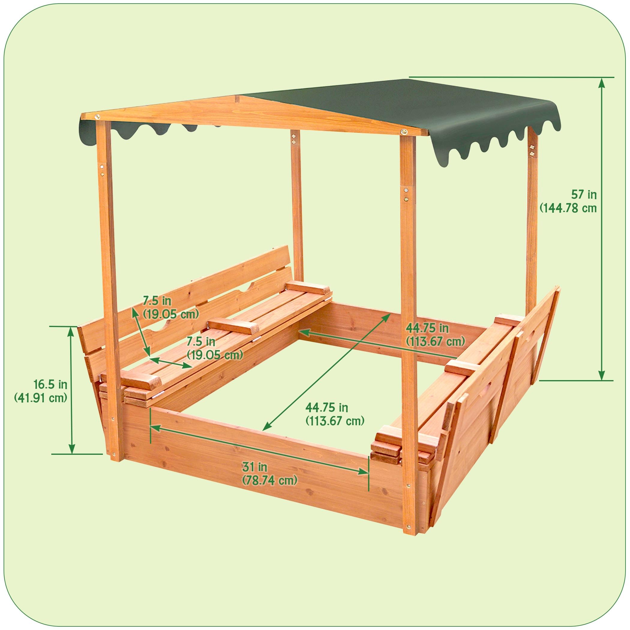 Cedar Sandbox with Canopy and Benches