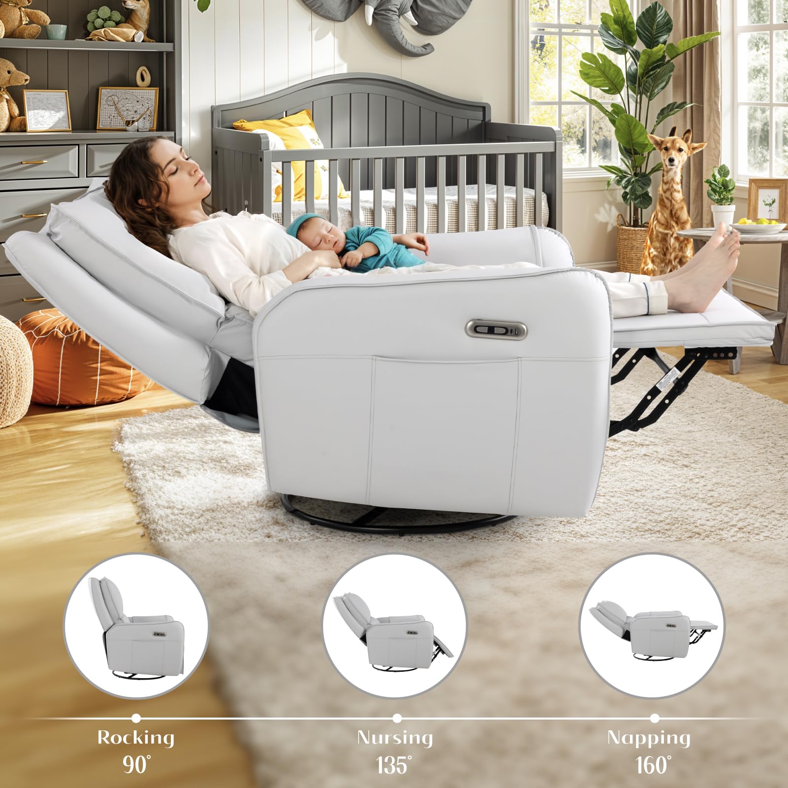 Power Swivel Glider Recliner with USB Charging