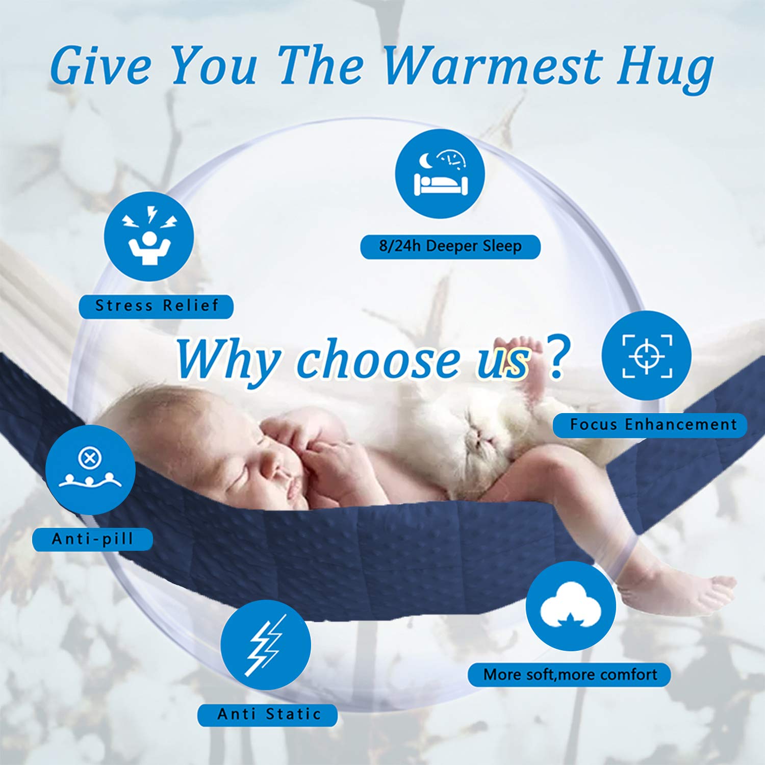 Weighted Blanket for Kids and Teens Navy Space 7 lbs