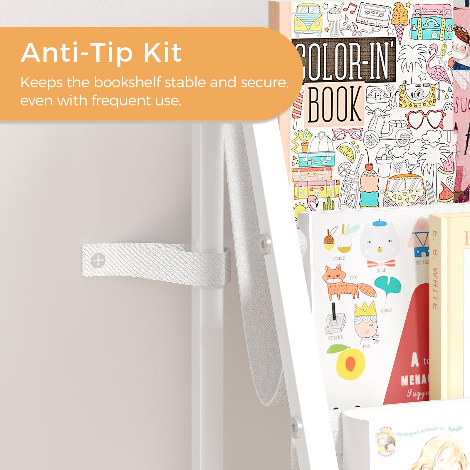 Kids Bookshelf and Toy Storage Organizer 3-Tier White