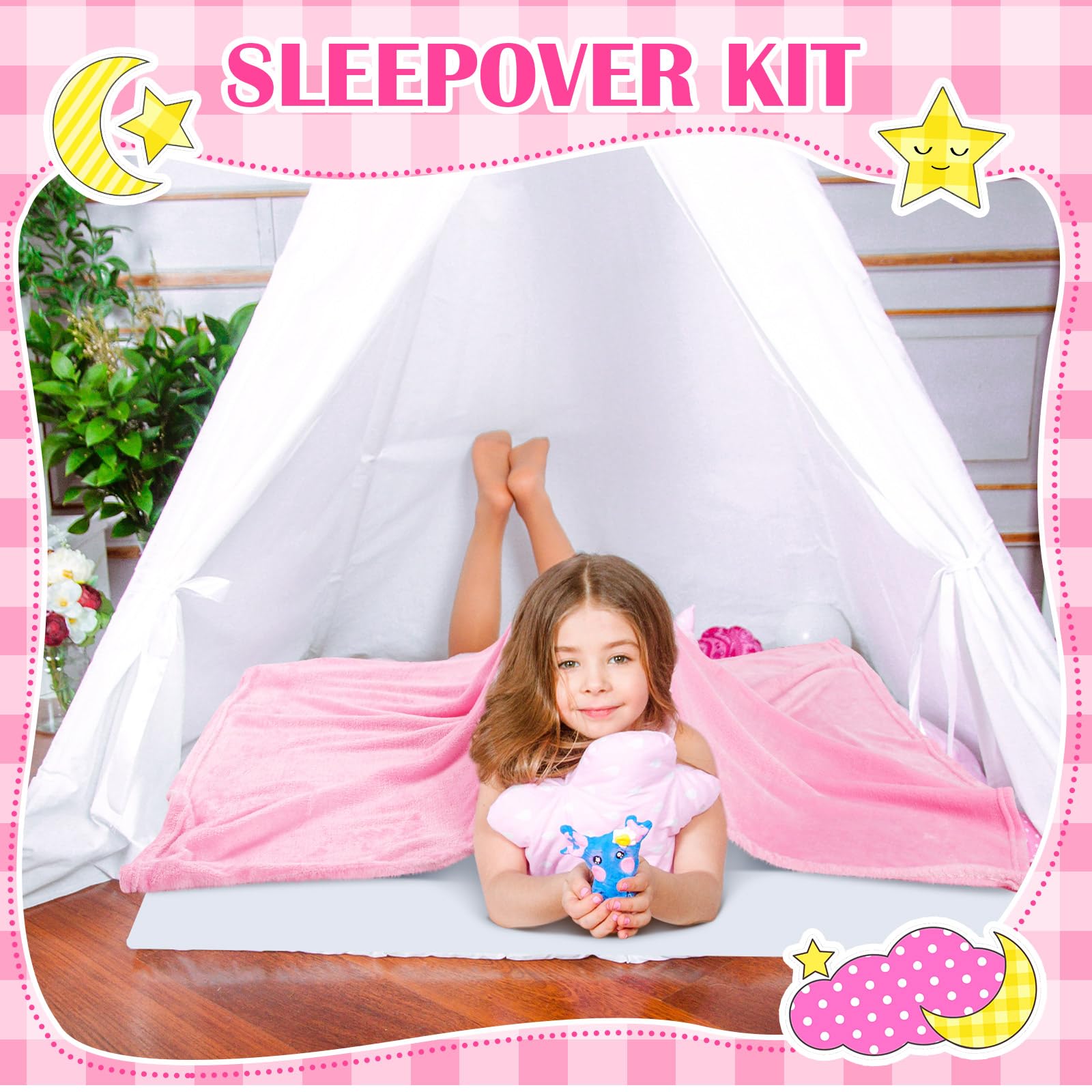 Sleepover Party Bedding Set with Throw Blankets and Air Mattress Covers