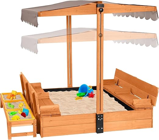 Sandbox with Lid, Sand Boxes for Kids Outdoor, 47.2 Inch Sand Pit