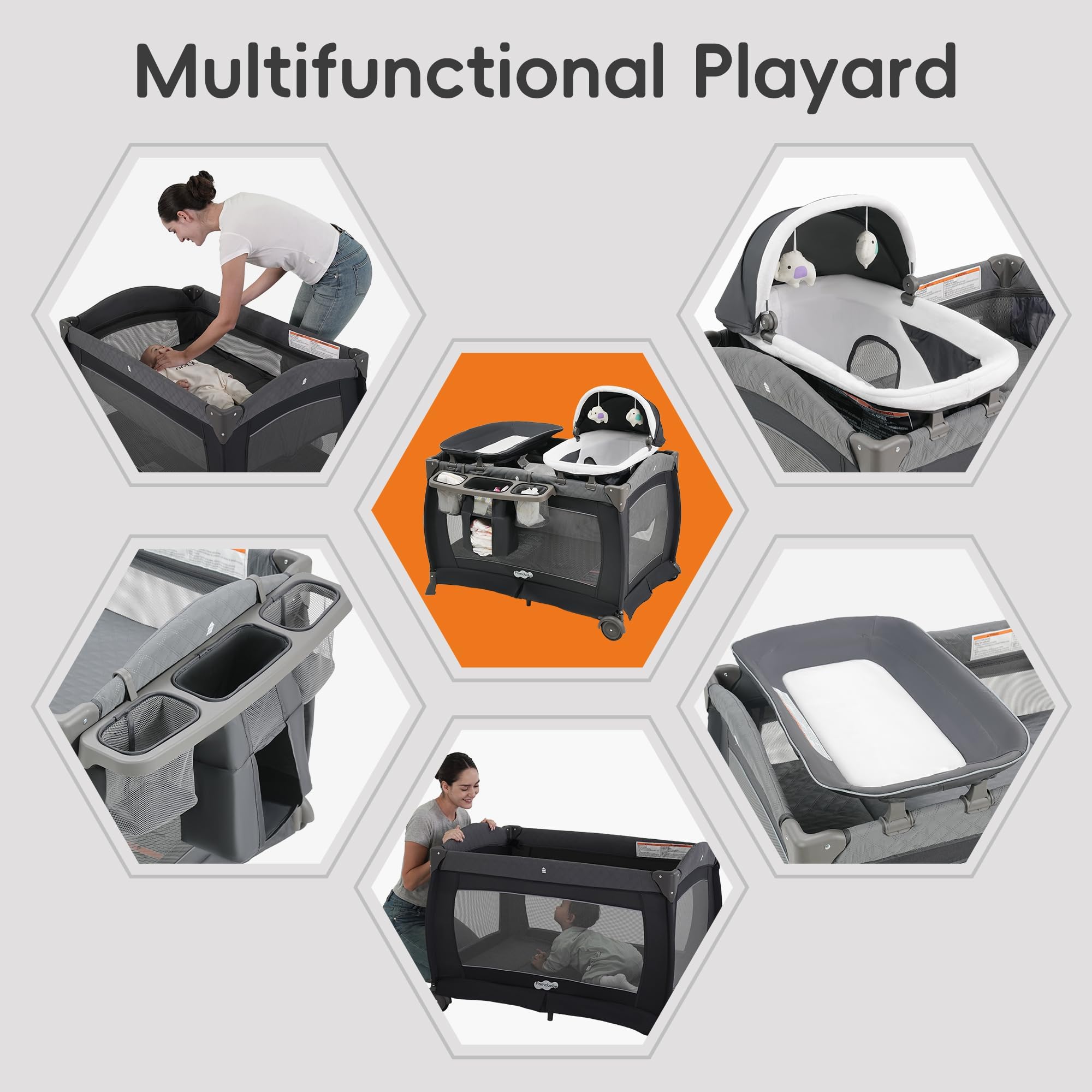 4-in-1 Portable Baby Playard with Bassinet
