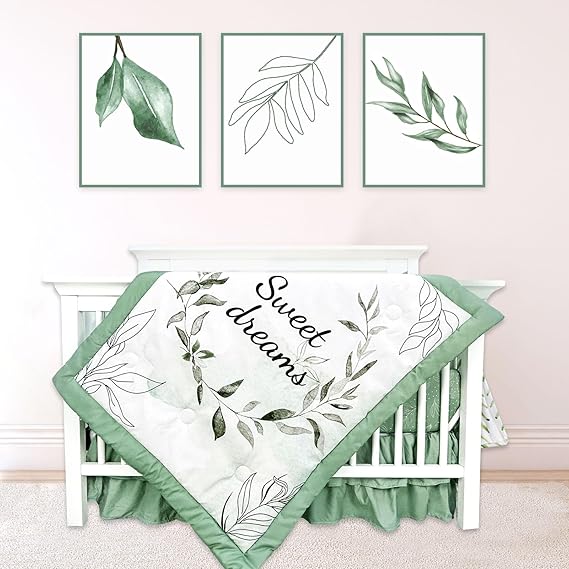 4-Piece Crib Bedding Set for Girls, Pink Baby Girl Bedding Set with Crib Skirt